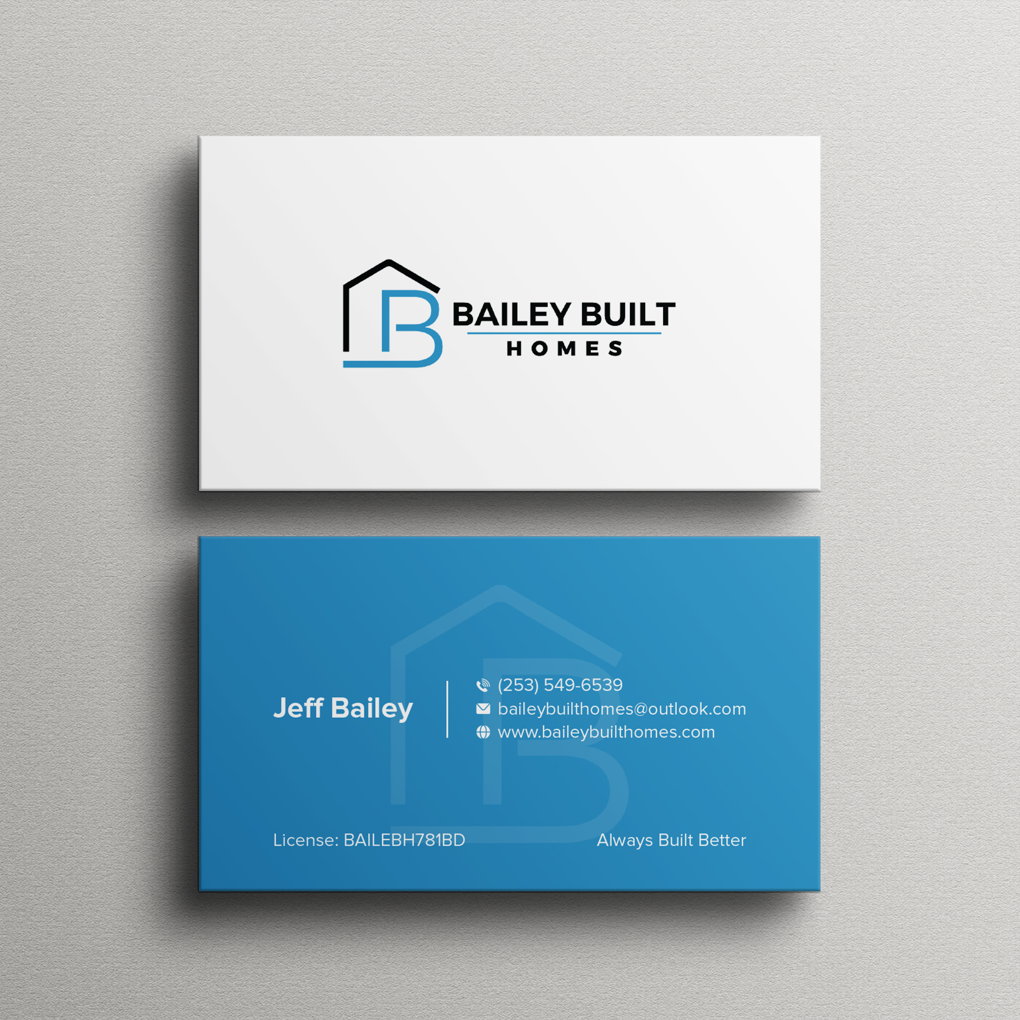 Business Card Design by Bikash Das for BAILEY BUILT HOMES | Design #31316324