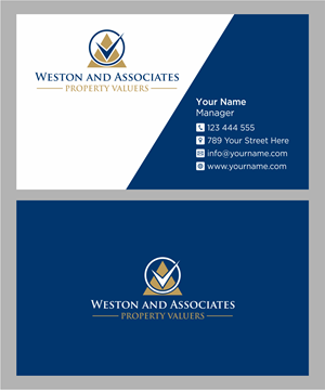Design de Carte de Visite par BNdesigner pour Weston and Associates Property Valuers | Design : #31340475