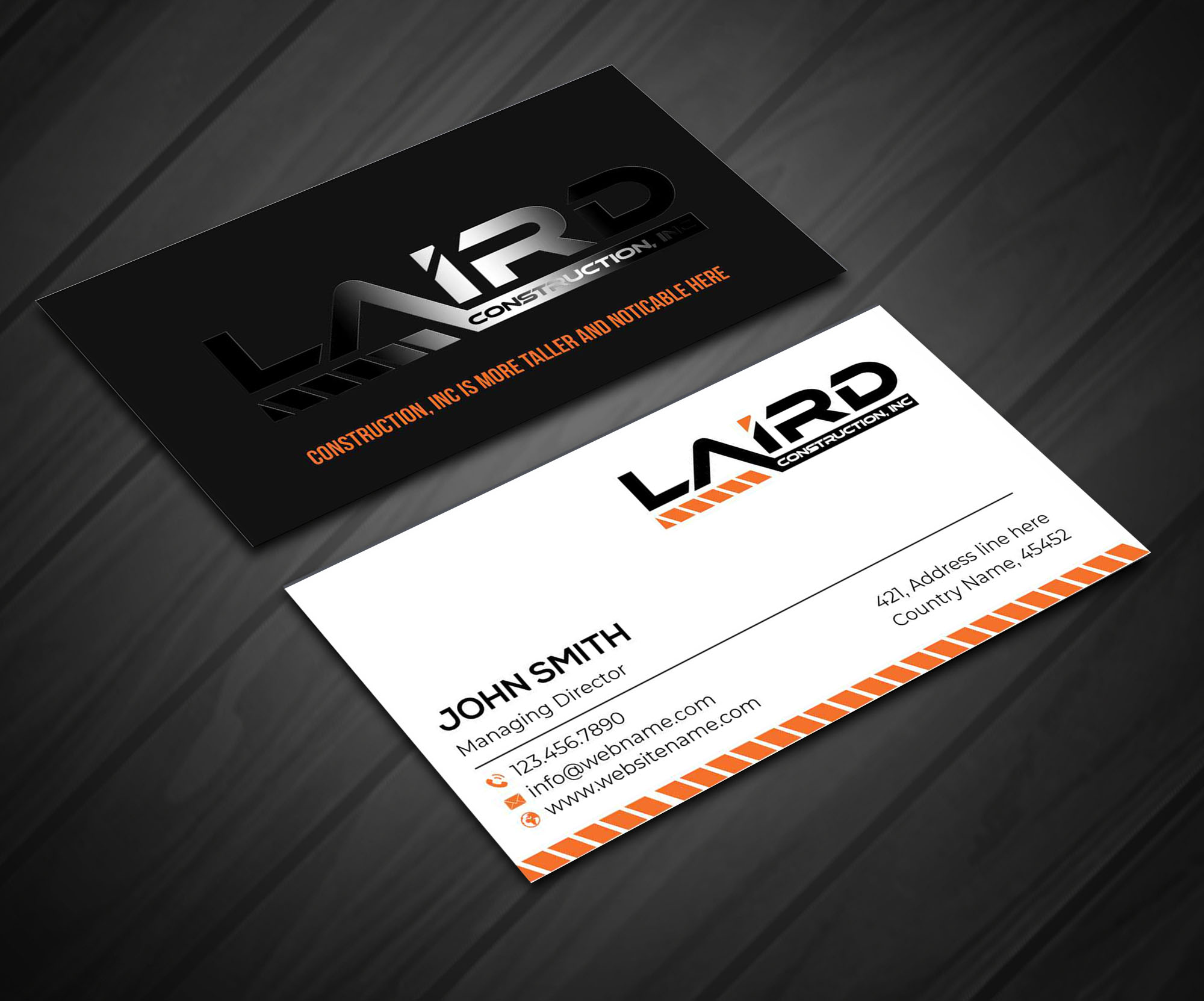 Business Card Design by jasmeen1975 for Laird Construction,  Inc | Design #31340873