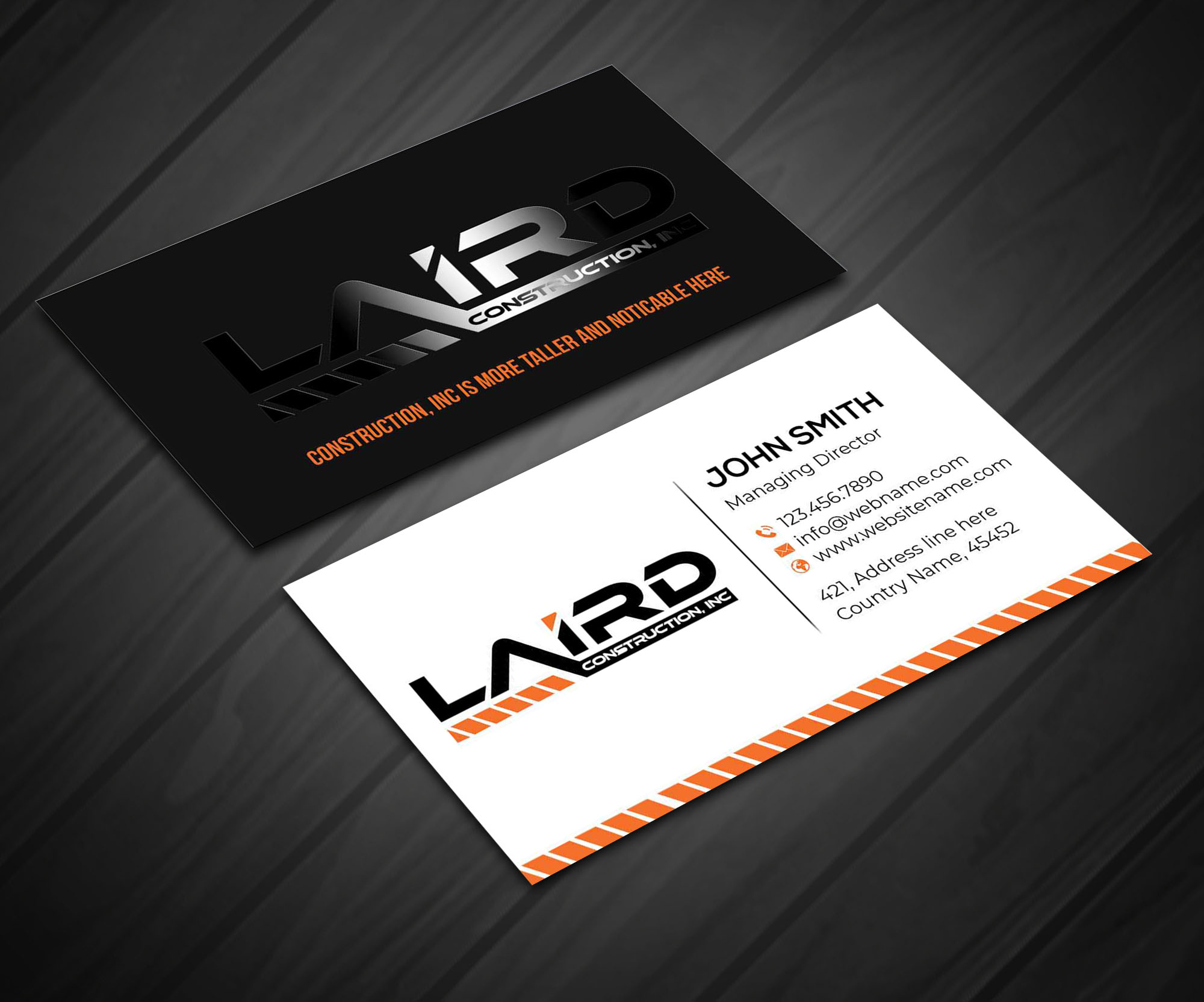 Business Card Design by jasmeen1975 for Laird Construction,  Inc | Design #31340886