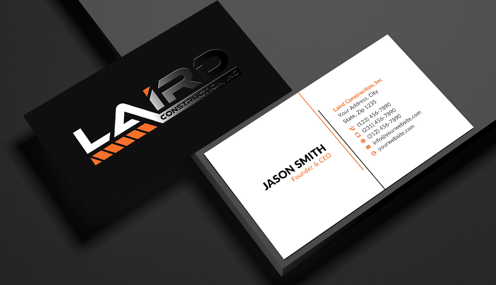 Business Card Design by Sun Moon Graphic Designer for Laird Construction,  Inc | Design #31345010