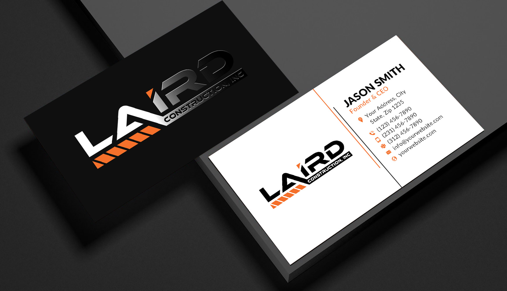 Business Card Design by Sun Moon Graphic Designer for Laird Construction,  Inc | Design #31345013