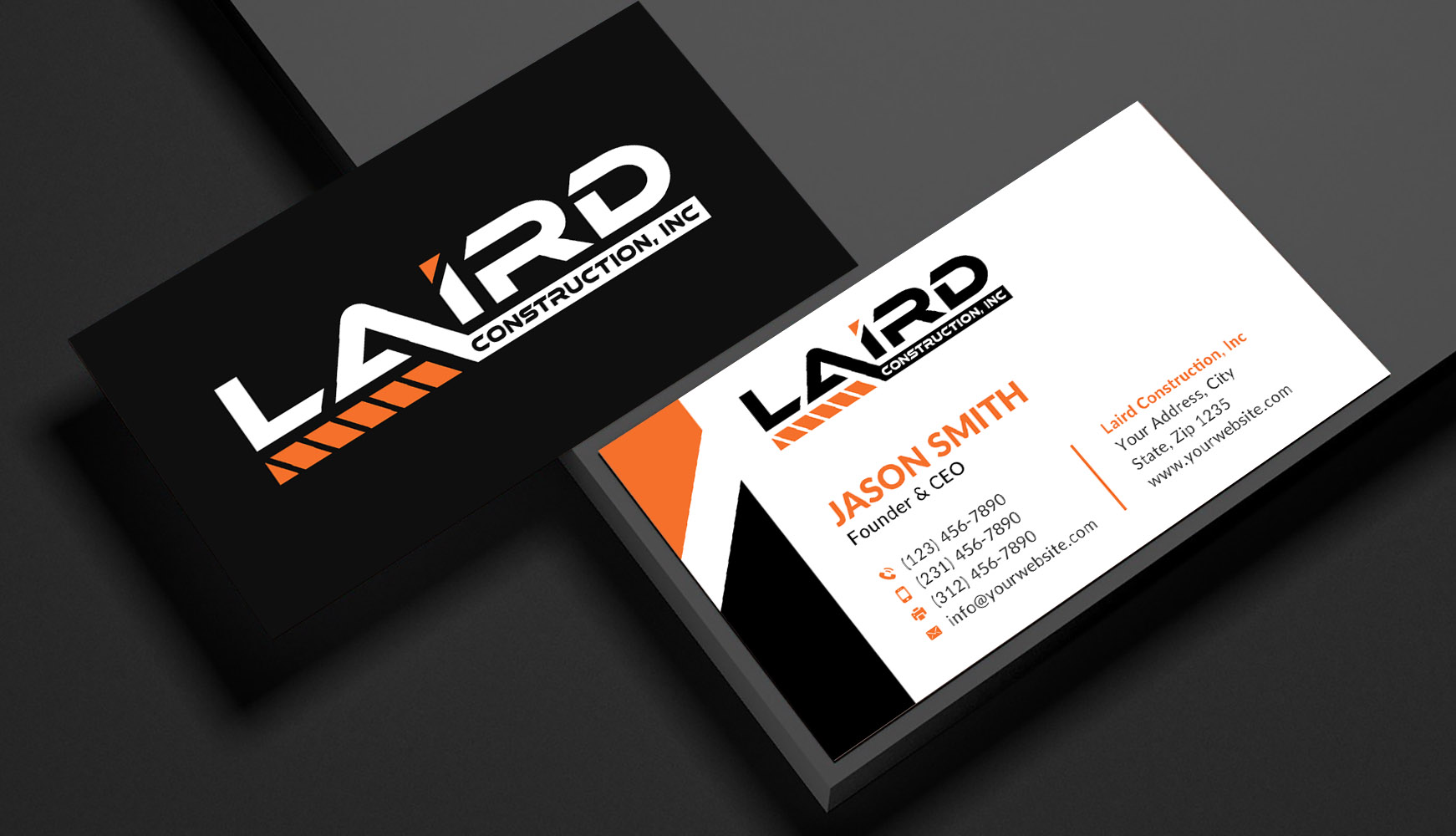Business Card Design by Sun Moon Graphic Designer for Laird Construction,  Inc | Design #31345015