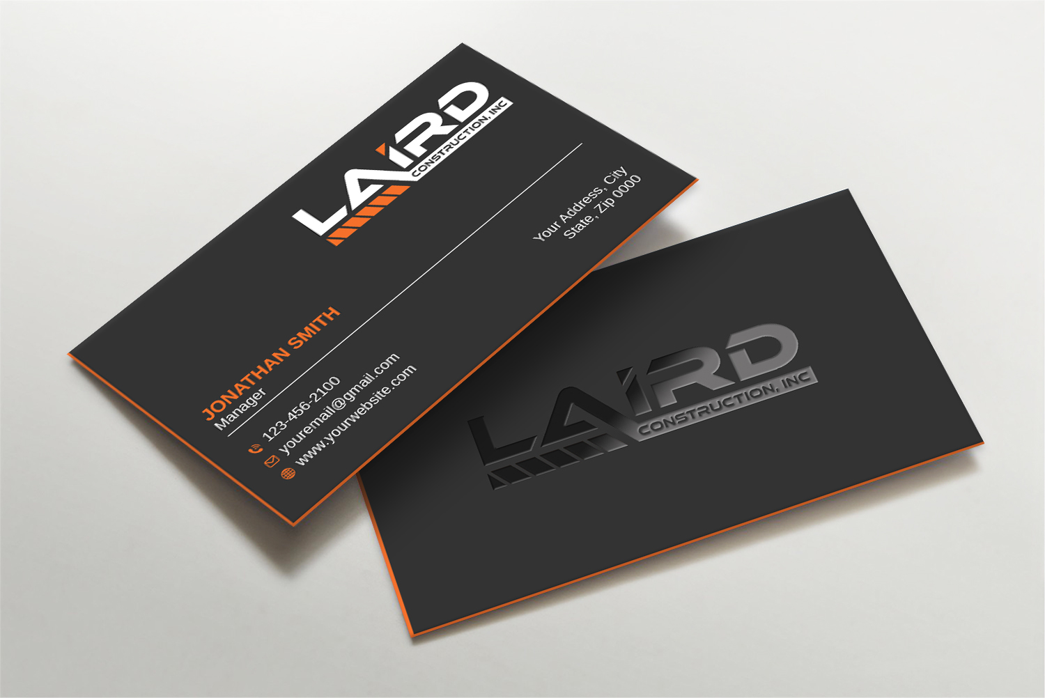 Business Card Design by LAXMI DESIGNHUB for Laird Construction,  Inc | Design #31346082