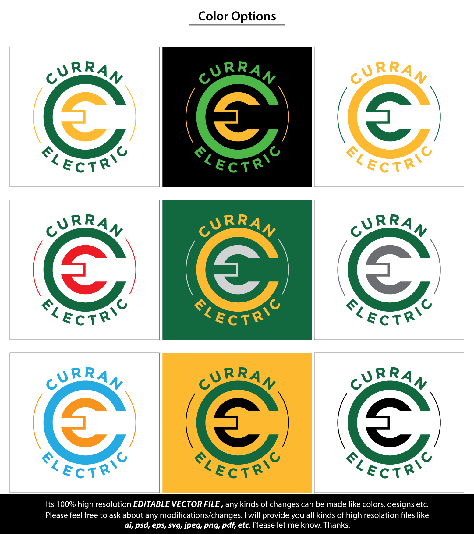 Logo Design by FireflyArt for Curran Electric | Design #31375303