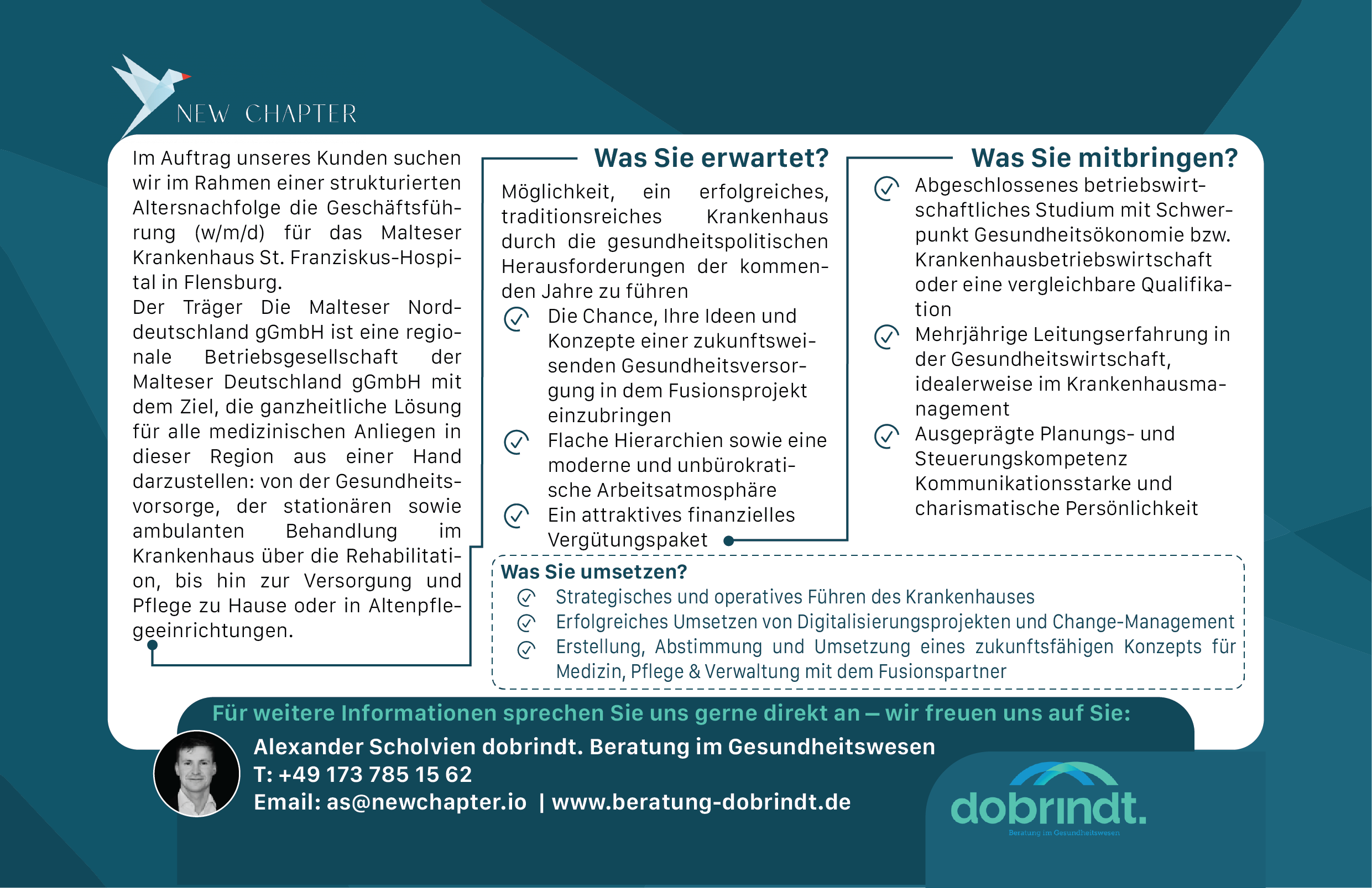 Zeitungsanzeige-Design von Vyacheslav65 für New Chapter Executive Search GmbH | Design #31417271