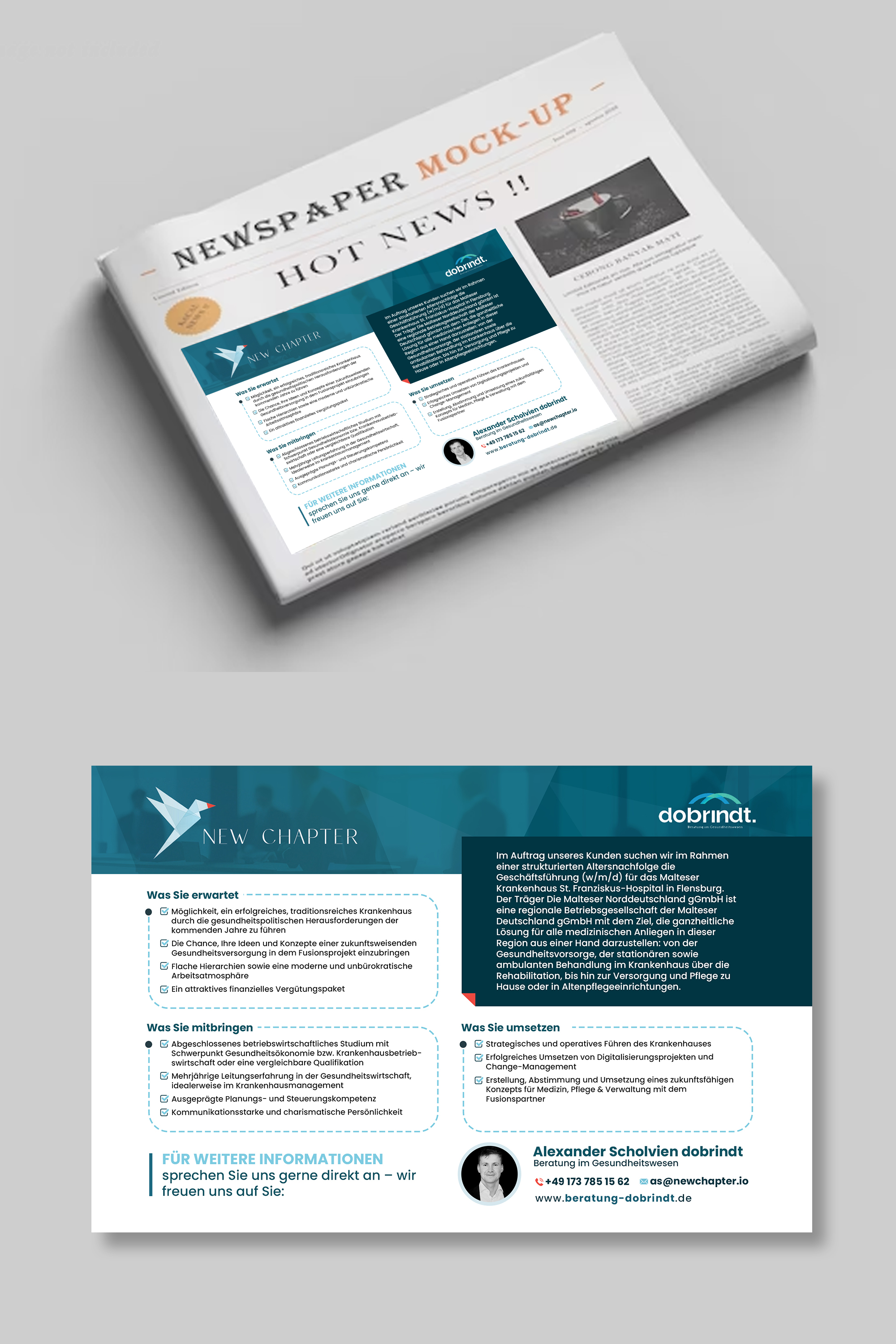 Newspaper Ad Design by debdesign for New Chapter Executive Search GmbH | Design #31422814