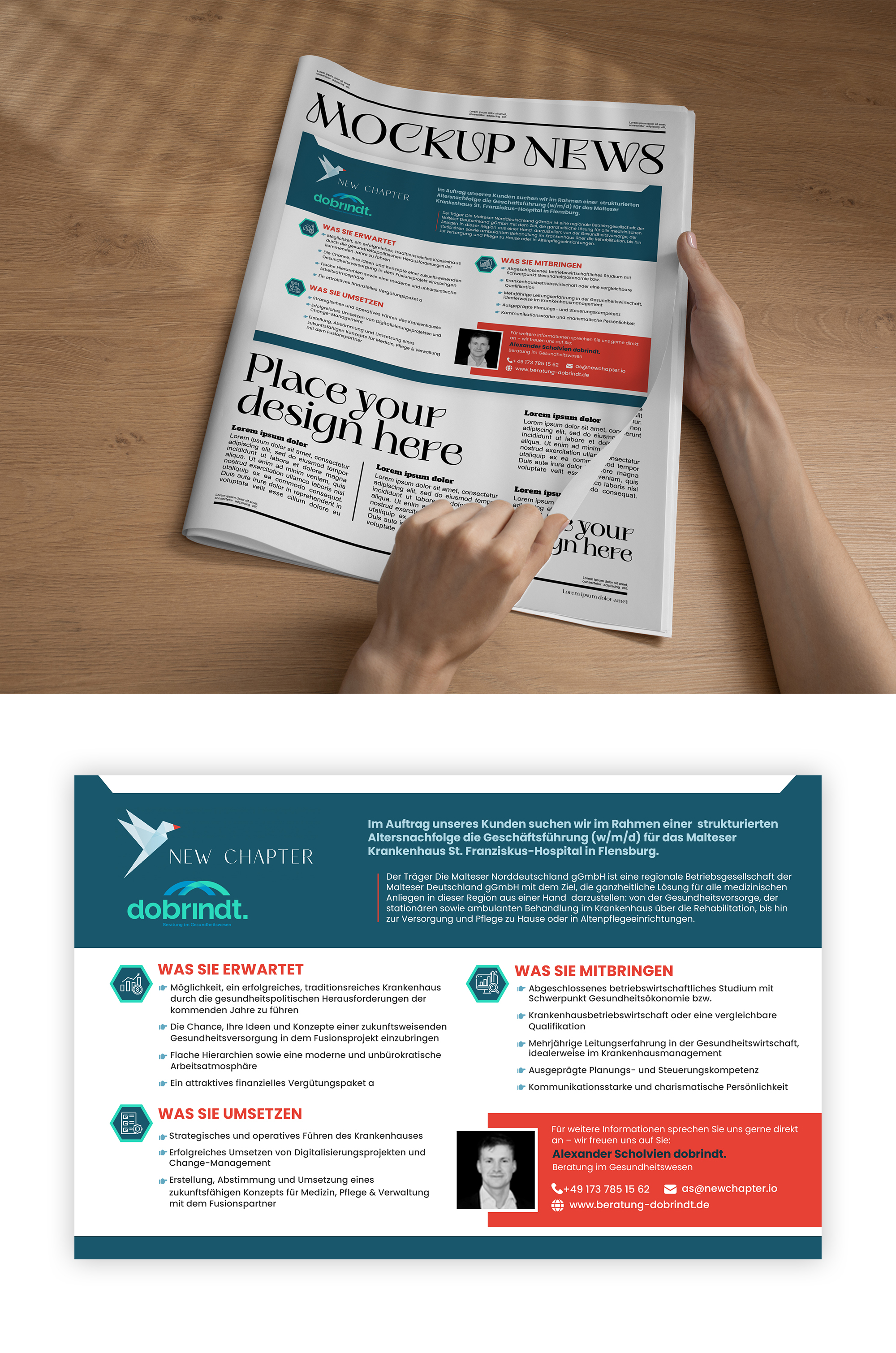 Newspaper Ad Design by debdesign for New Chapter Executive Search GmbH | Design #31424841