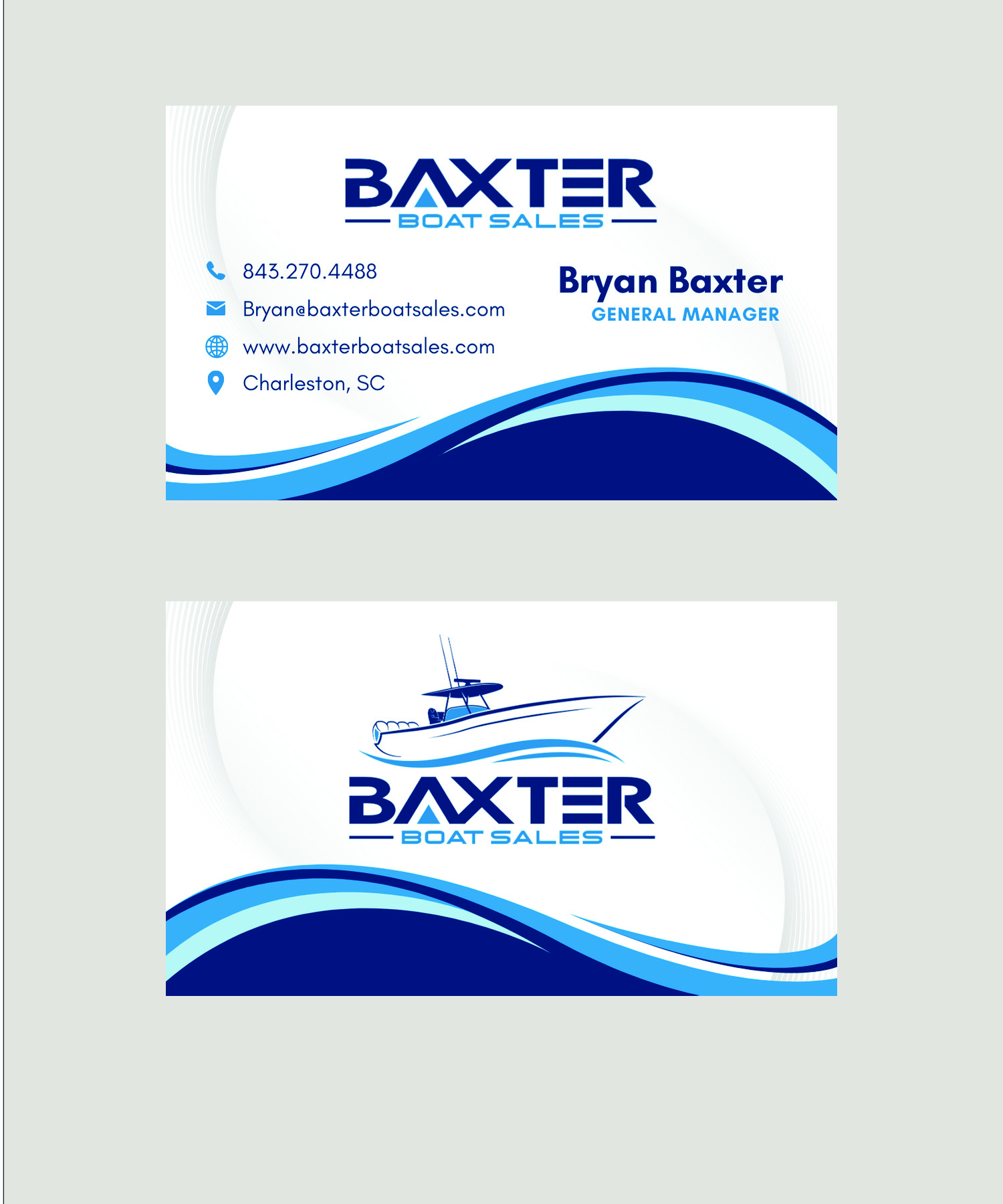 Business Card Design by Baduge Design for Baxter Boat Sales | Design #31434196