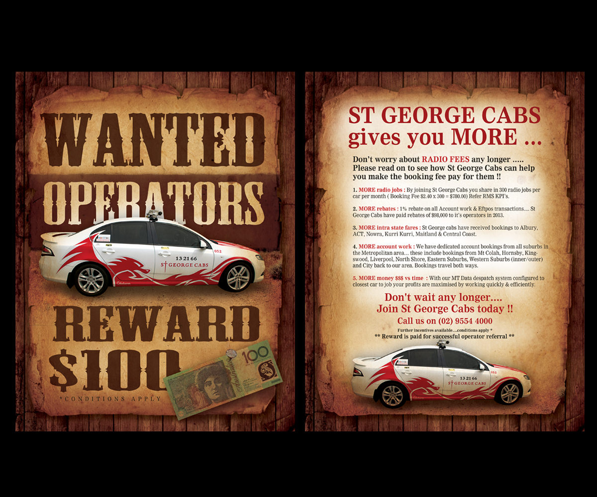 Flyer Design by earldesigns for St George Cabs | Design #3093927