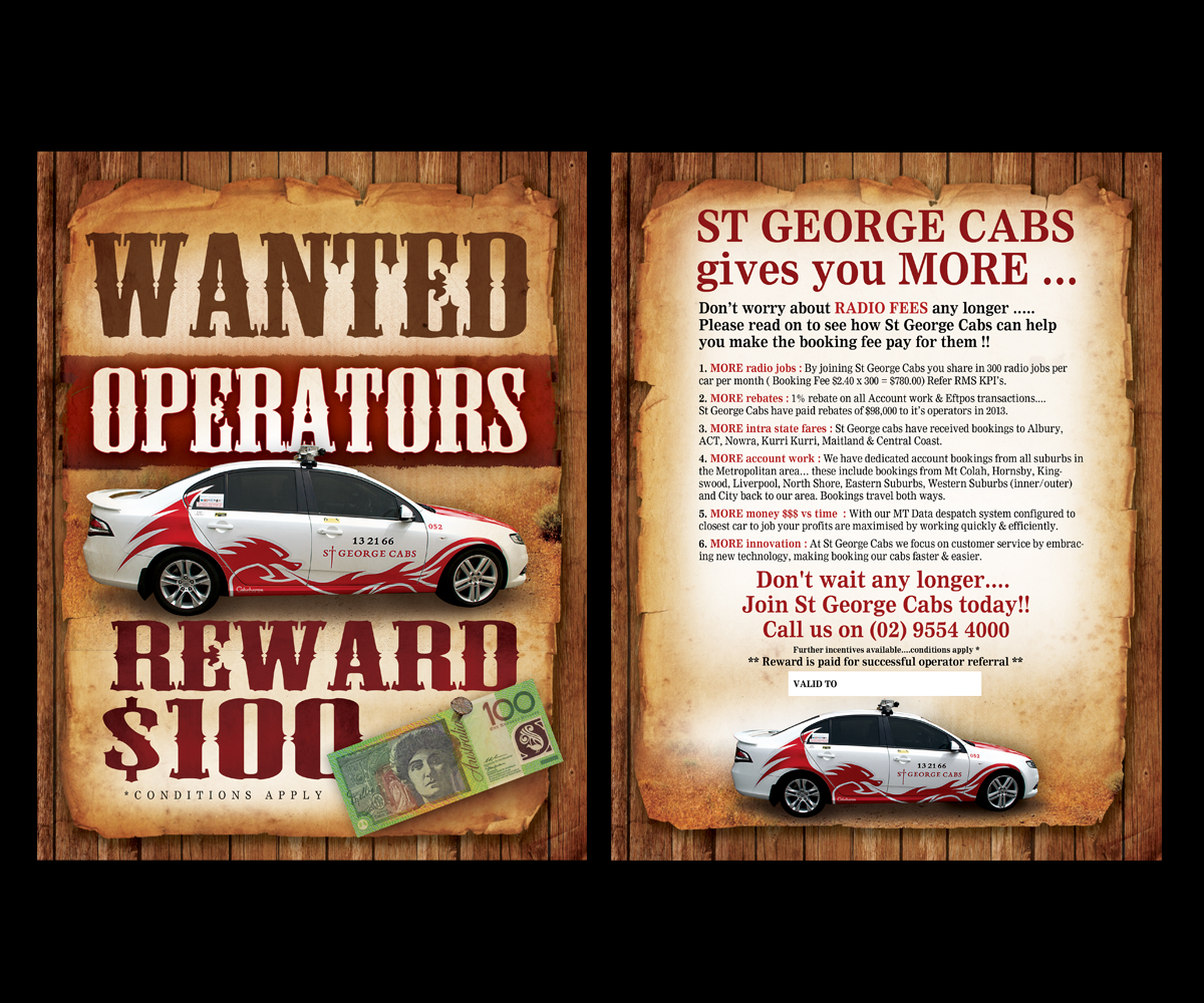 Design de Flyer par earldesigns pour St George Cabs | Design #3099749