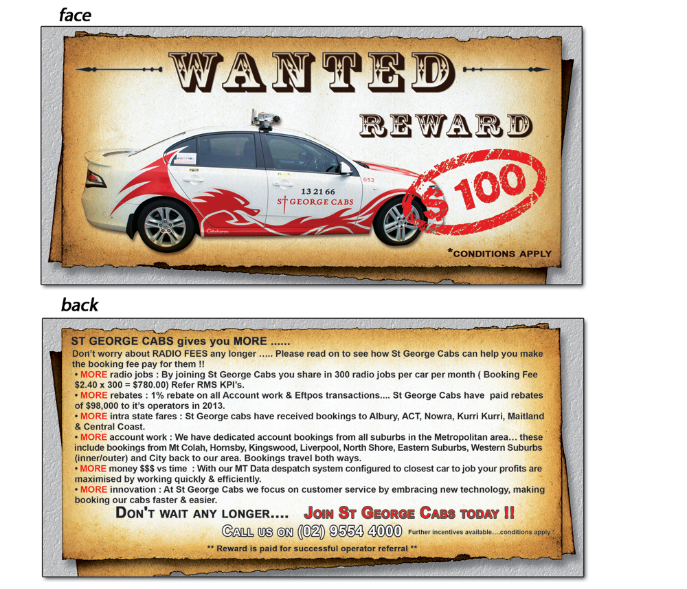 Design de Flyer par Rozita pour St George Cabs | Design #3092273