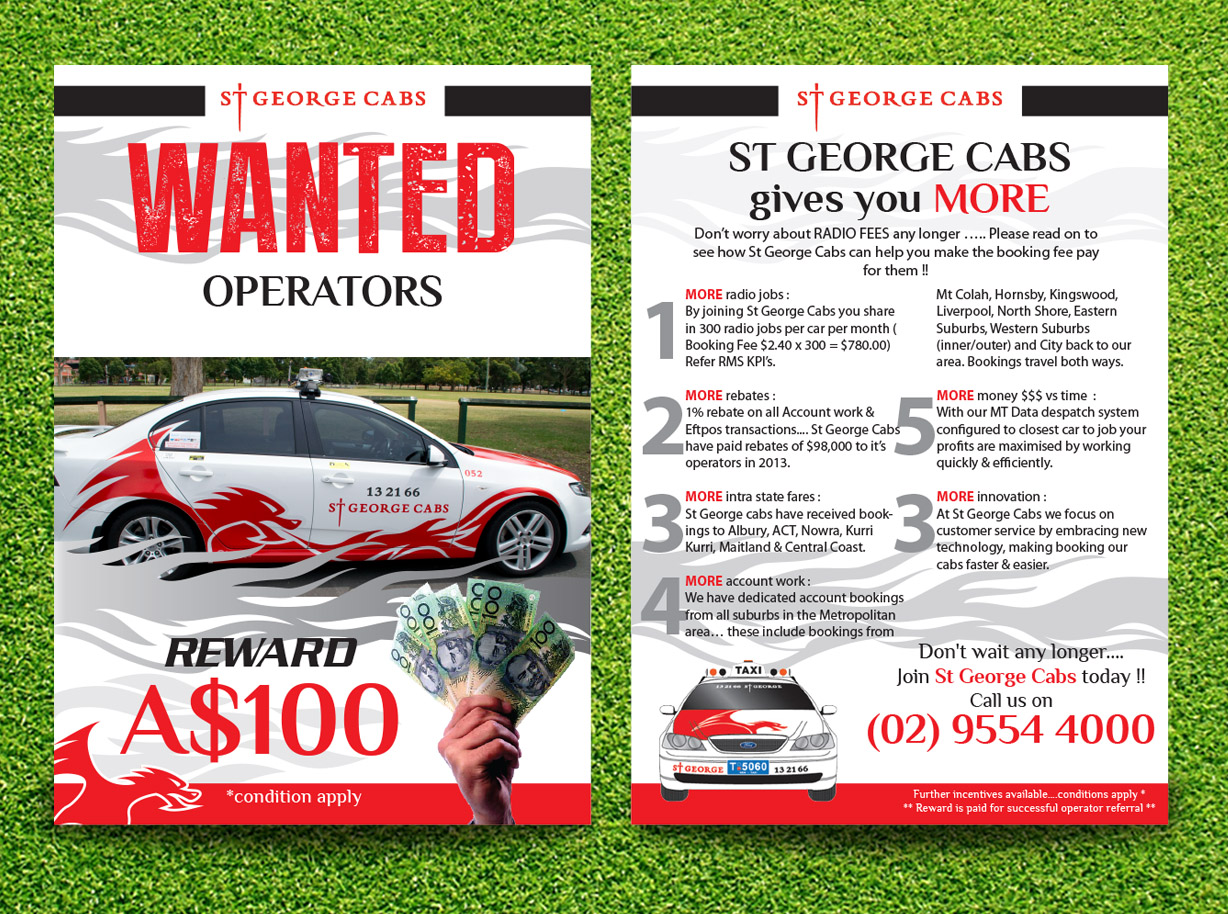 Design de Flyer par Priyo Subarkah pour St George Cabs | Design #3098418