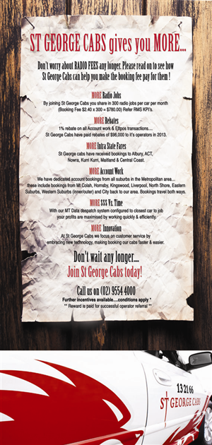 Design de Flyer par ZinTech pour St George Cabs | Design : #3102007