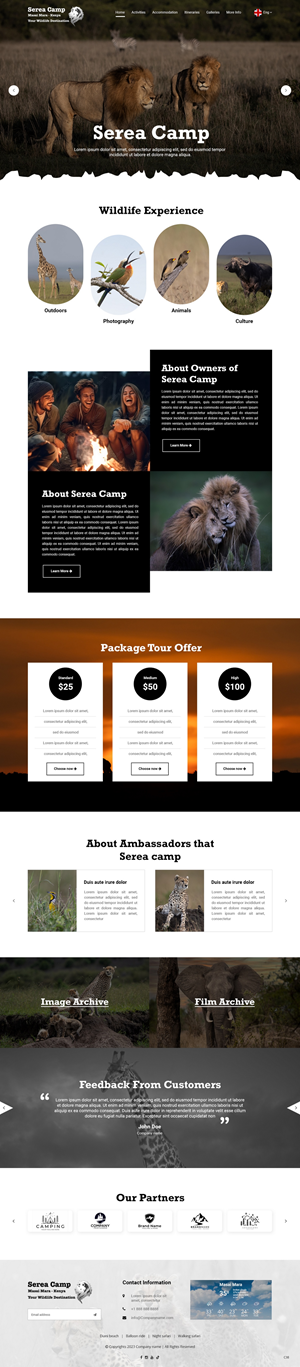 Design Wordpress par pb pour Serea Camp / Nature Travel As | Design : #31470781