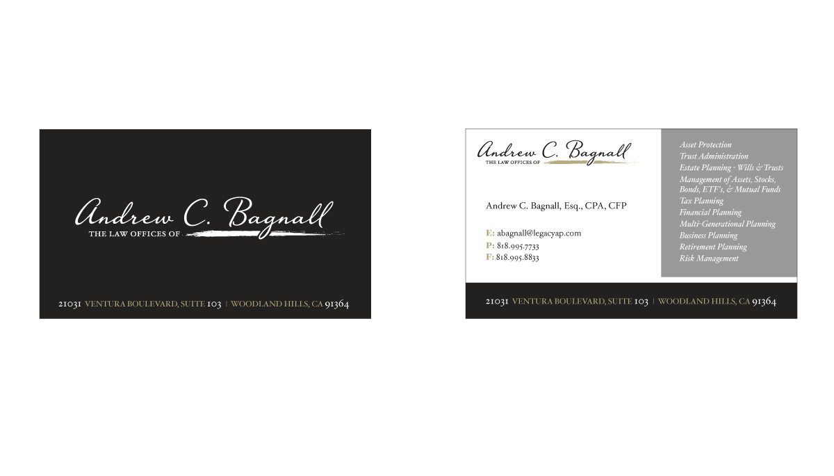Business Card Design by SkylerWolf for Law Offices of Andrew C. Bagnall | Design #3101556