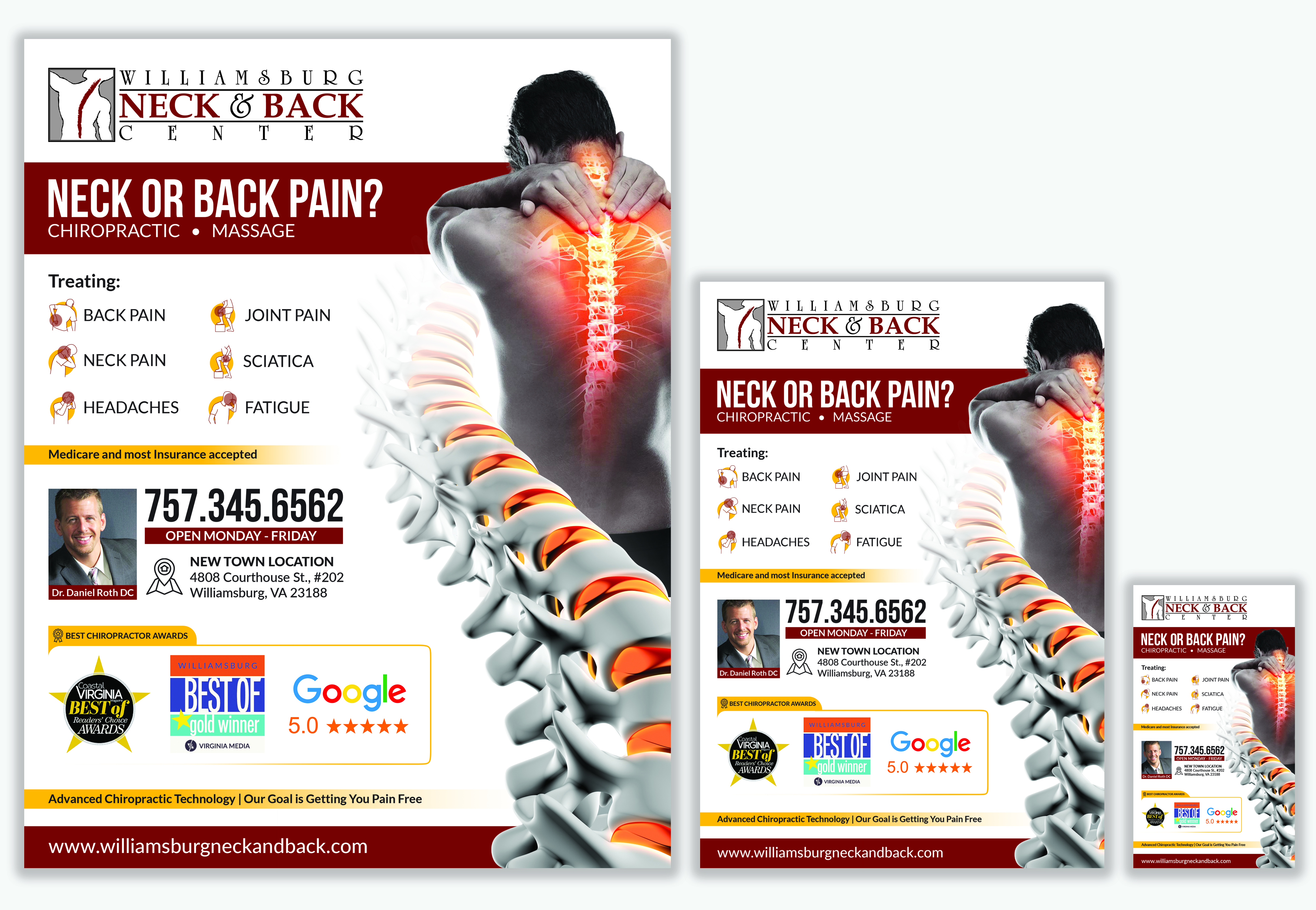 Advertisement Design by Sun Creative for Williamsburg Neck and Back Center | Design #31573766