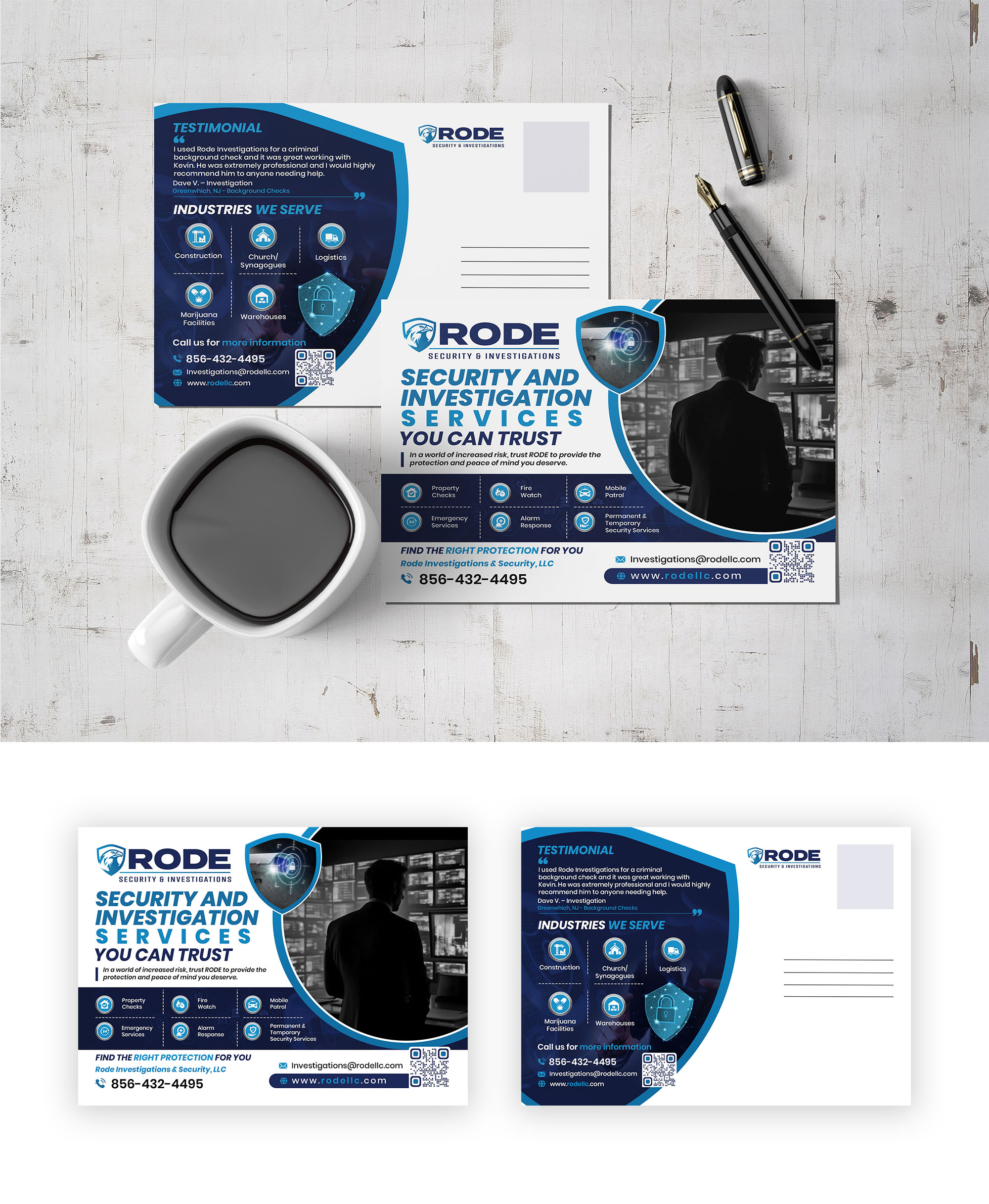 Postcard Design by debdesign for Rode Investigations & Security LLC | Design #31603573