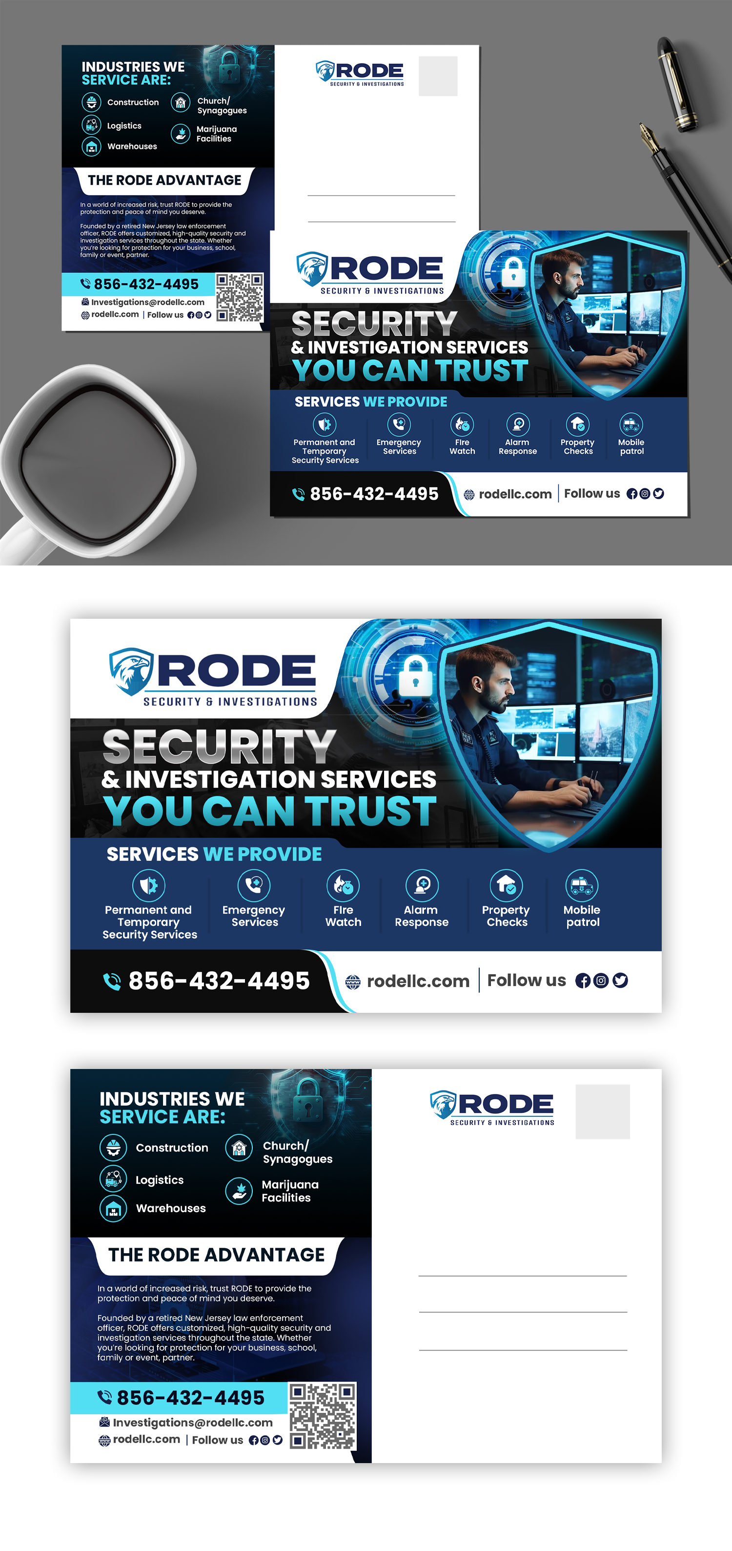 Postcard Design by debdesign for Rode Investigations & Security LLC | Design #31604539