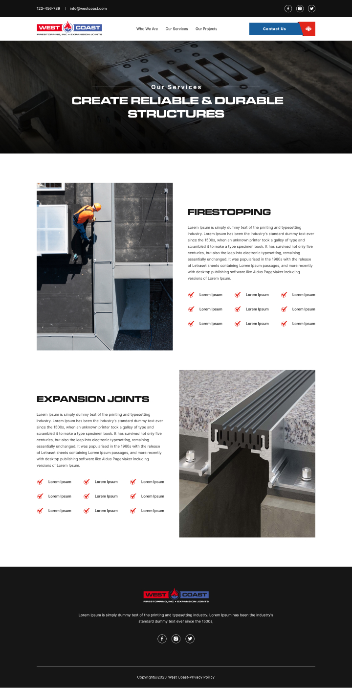 Web Design by Hafsa Fatymah for West Coast Firestopping, Inc. | Design #31630278