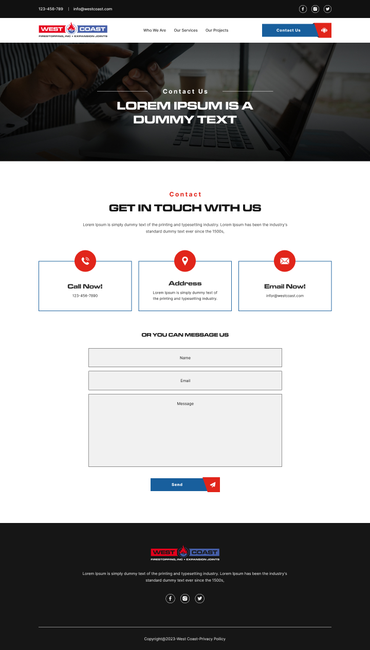 Web Design by Hafsa Fatymah for West Coast Firestopping, Inc. | Design #31630280