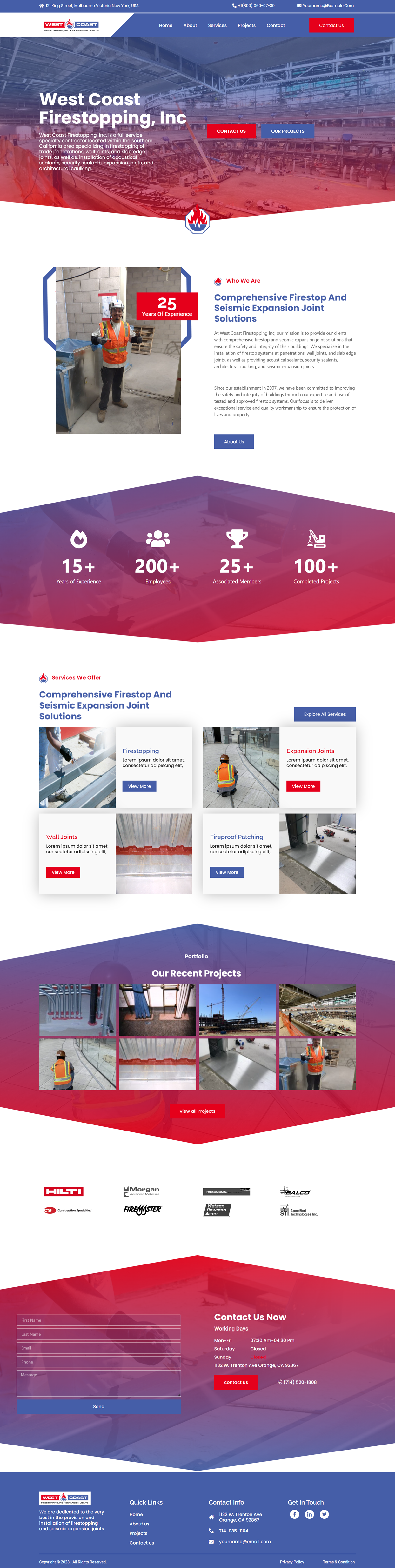 Diseño Web por WahDesign para West Coast Firestopping, Inc. | Diseño #31638510