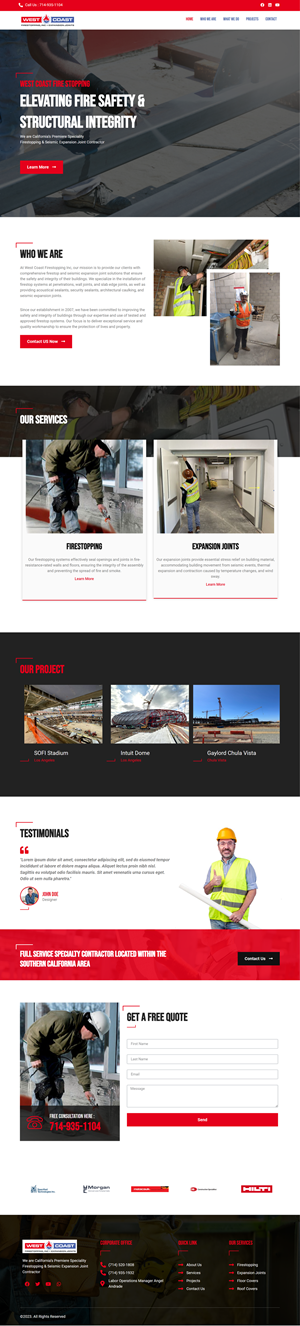 Web Design by WahDesign for West Coast Firestopping, Inc. | Design #31645714