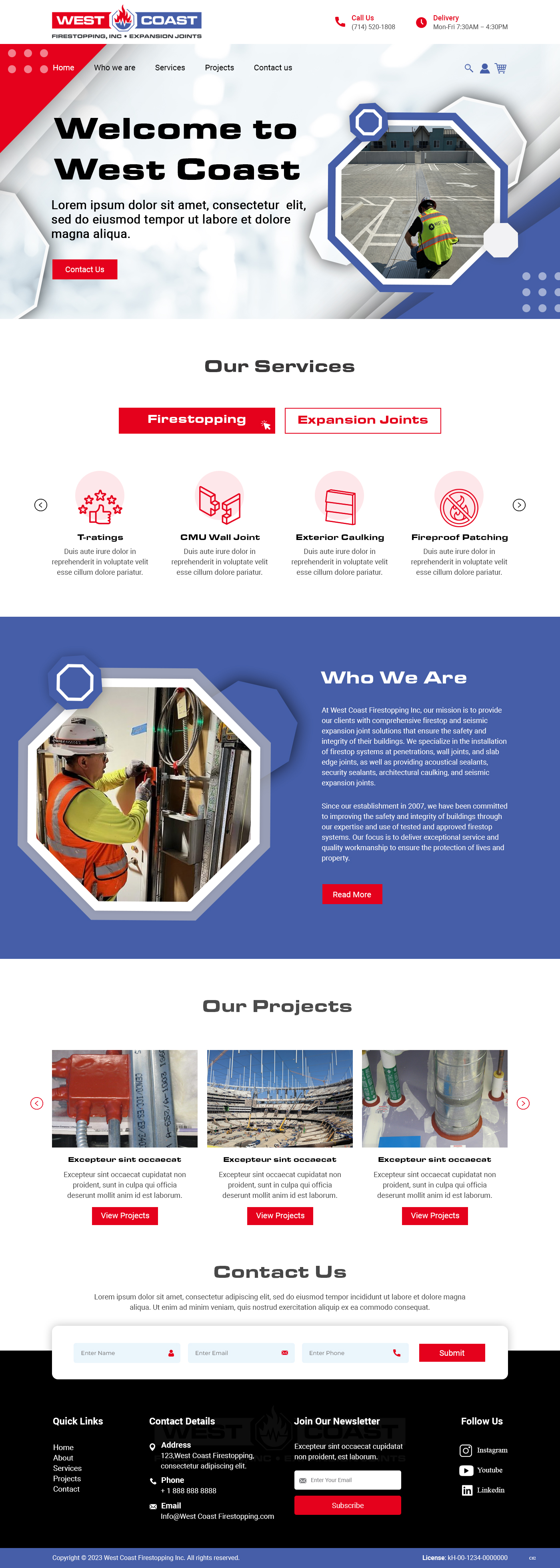 Web Design par pb pour West Coast Firestopping, Inc. | Design #31663183