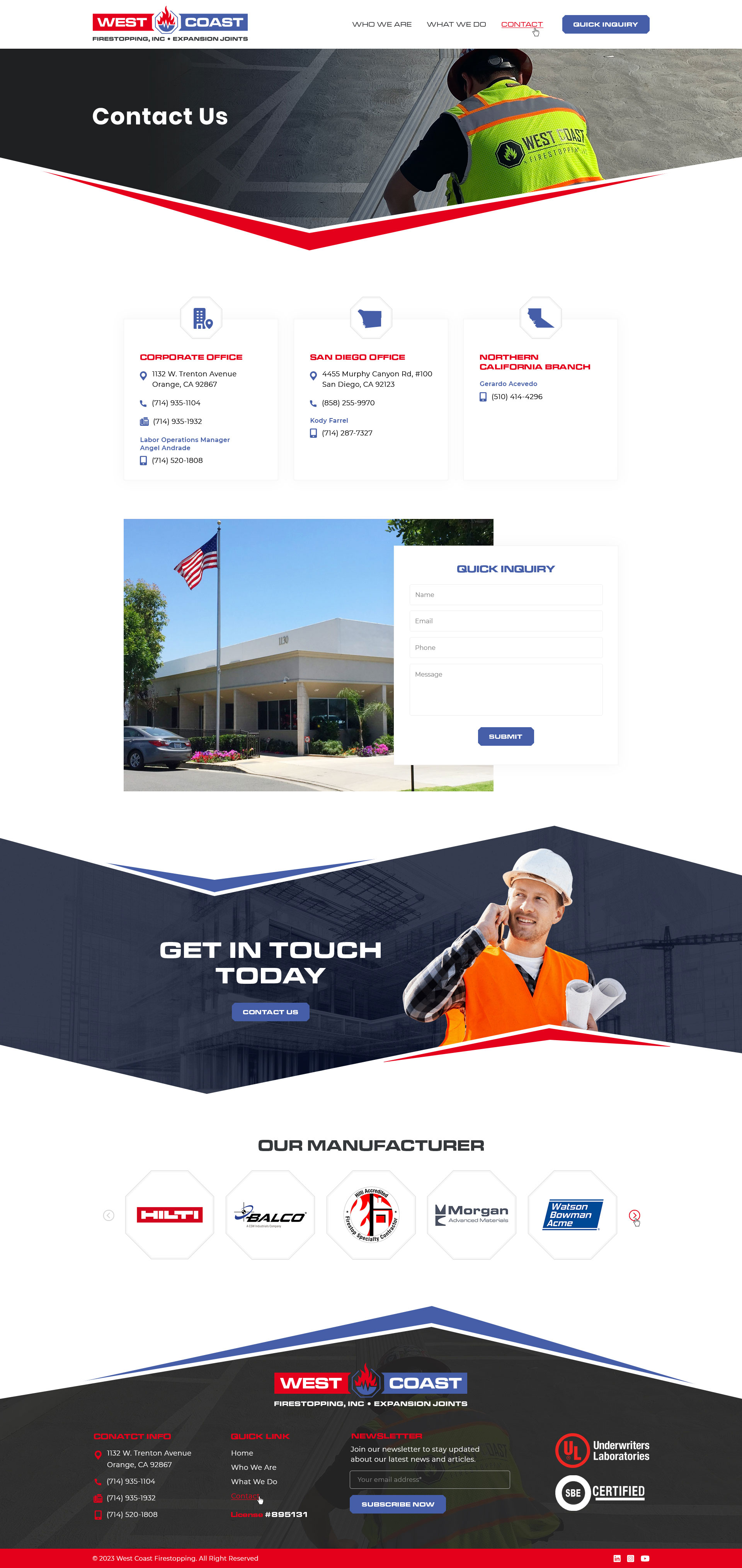 Diseño Web por Ved Web Services para West Coast Firestopping, Inc. | Diseño #31656477