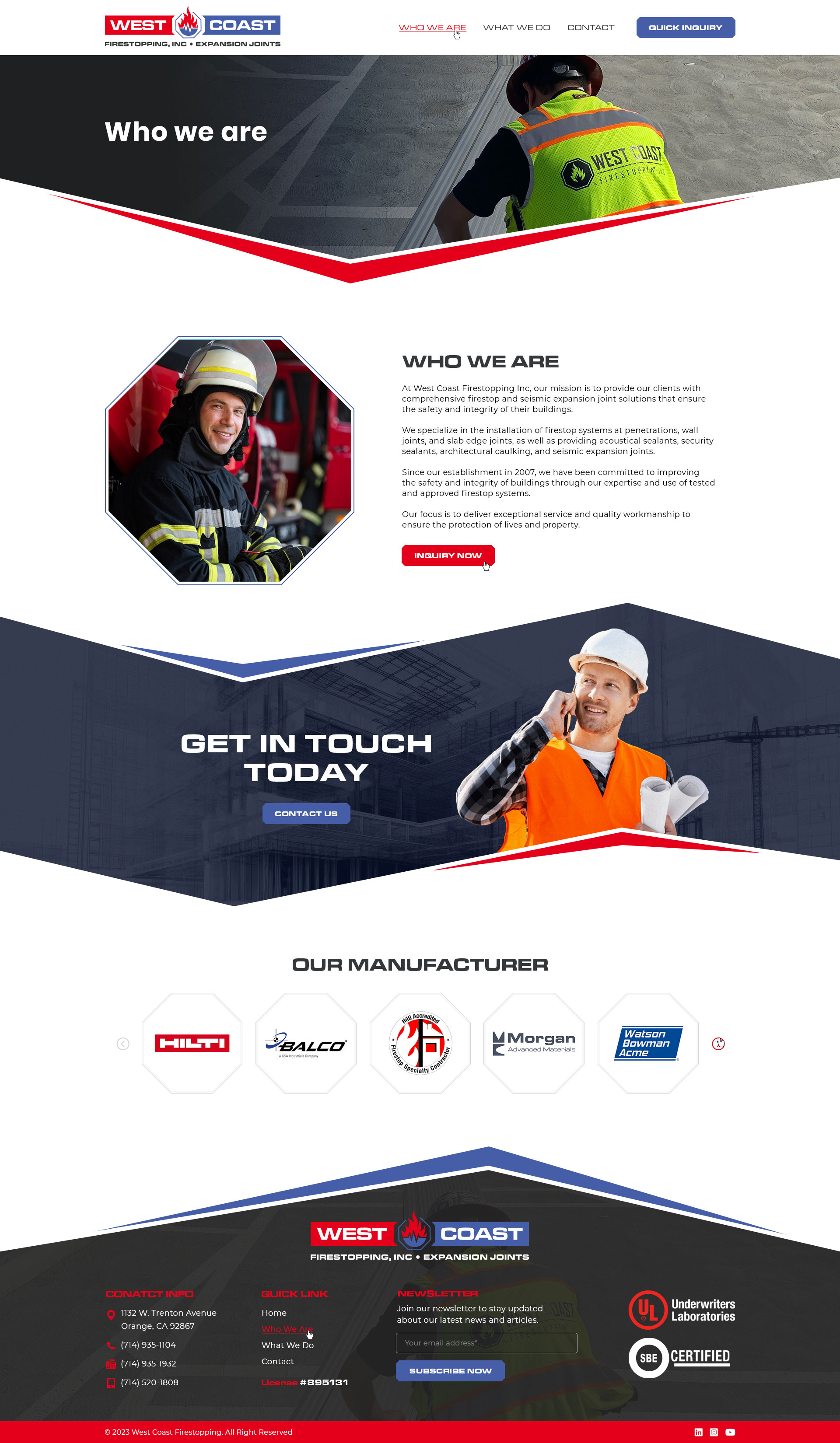 Diseño Web por Ved Web Services para West Coast Firestopping, Inc. | Diseño #31656478