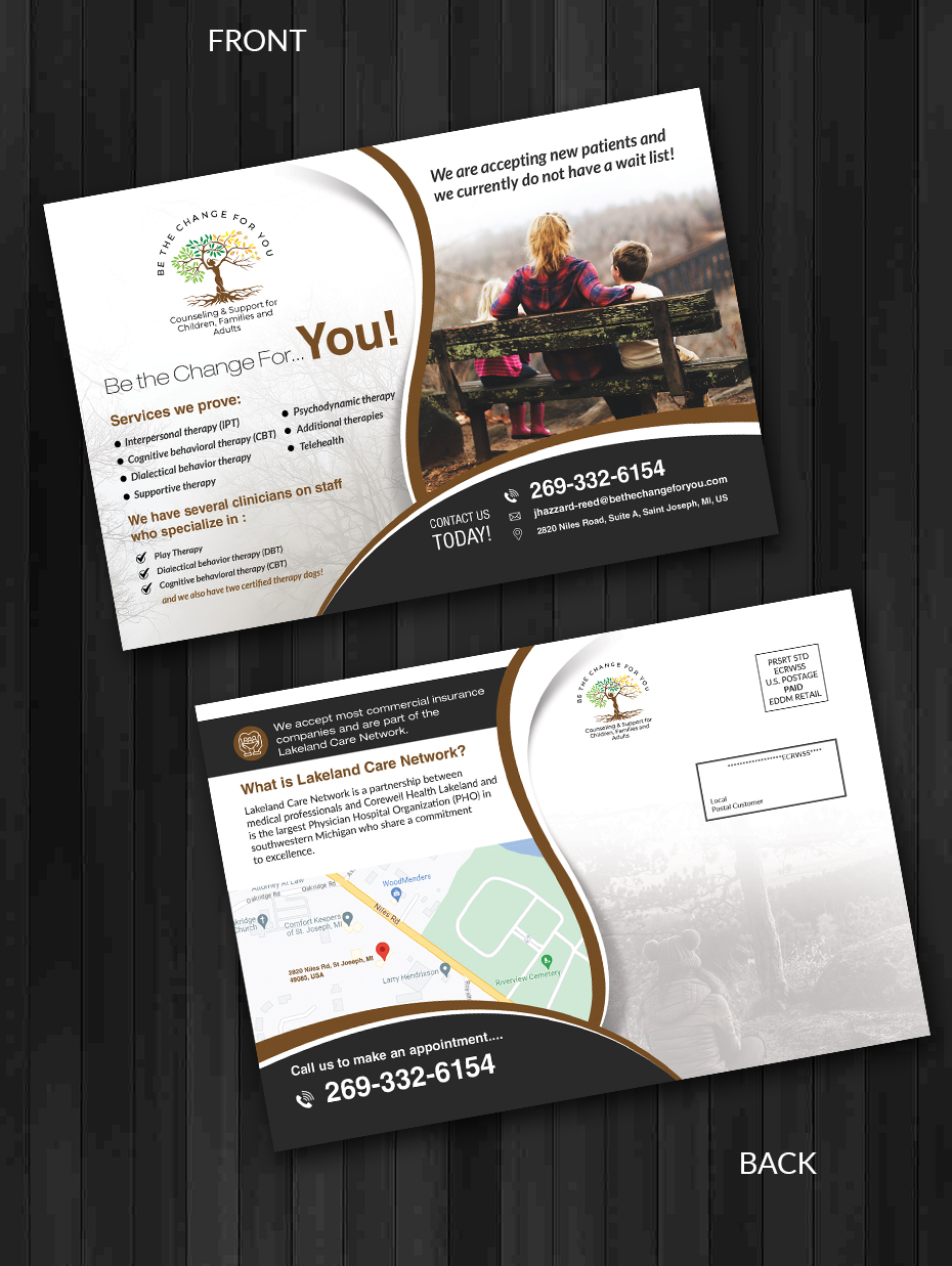 Postcard Design by innovative earth for Be The Change For You, LLC | Design #31635160