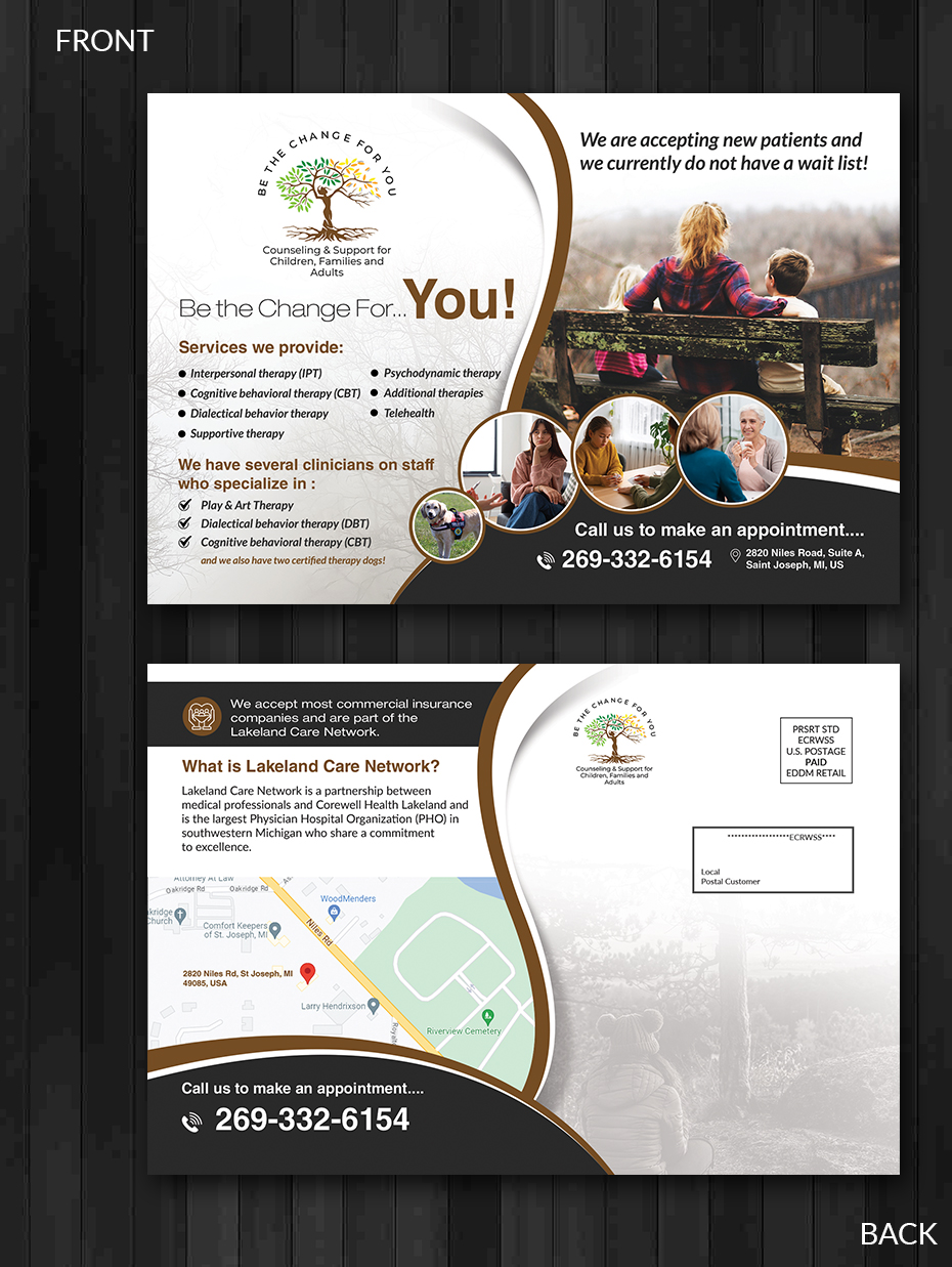 Postcard Design by innovative earth for Be The Change For You, LLC | Design #31638008