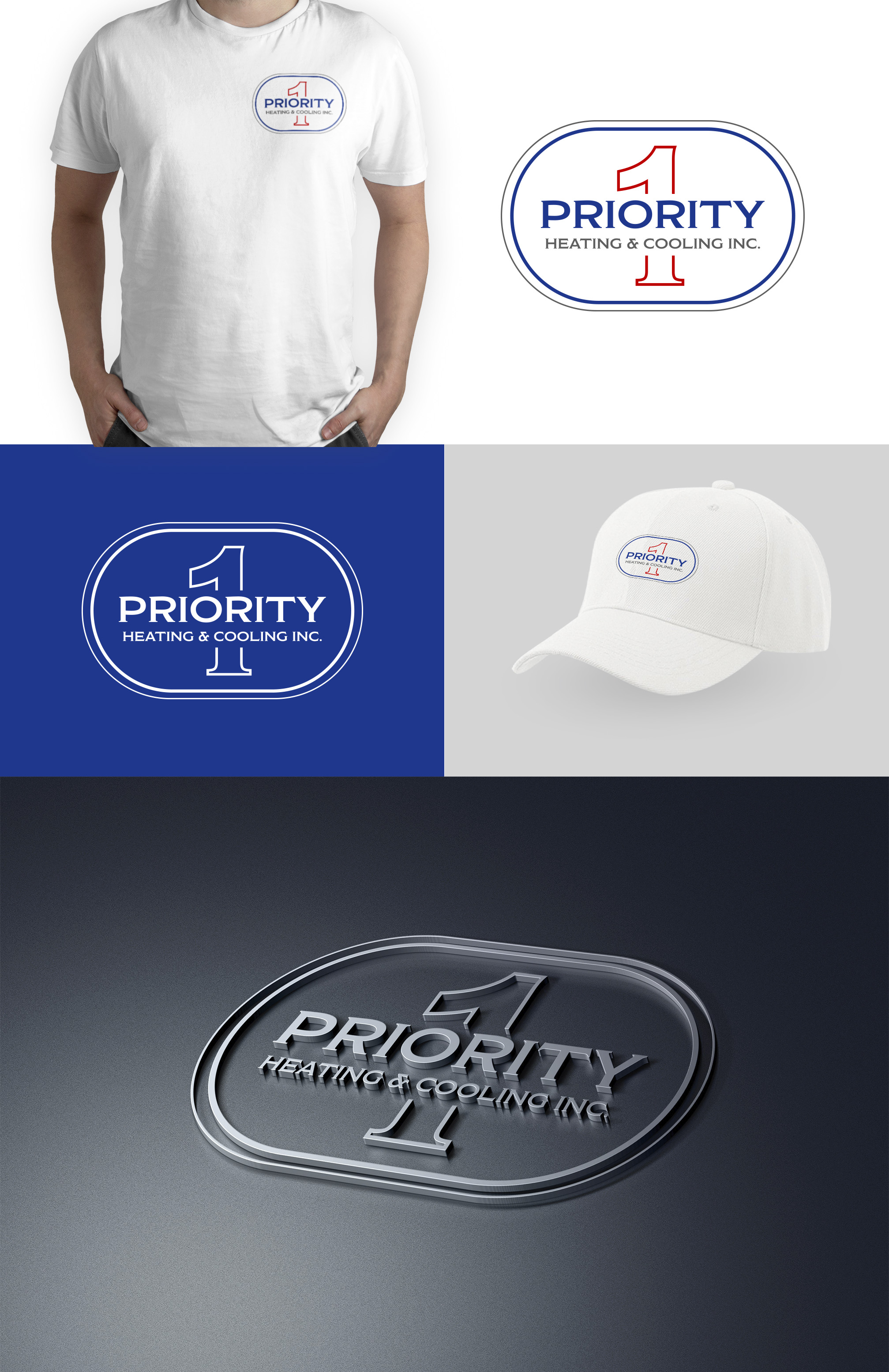Logo Design by Design Athics for Priority 1 Heating & Cooling Inc. | Design #31657107