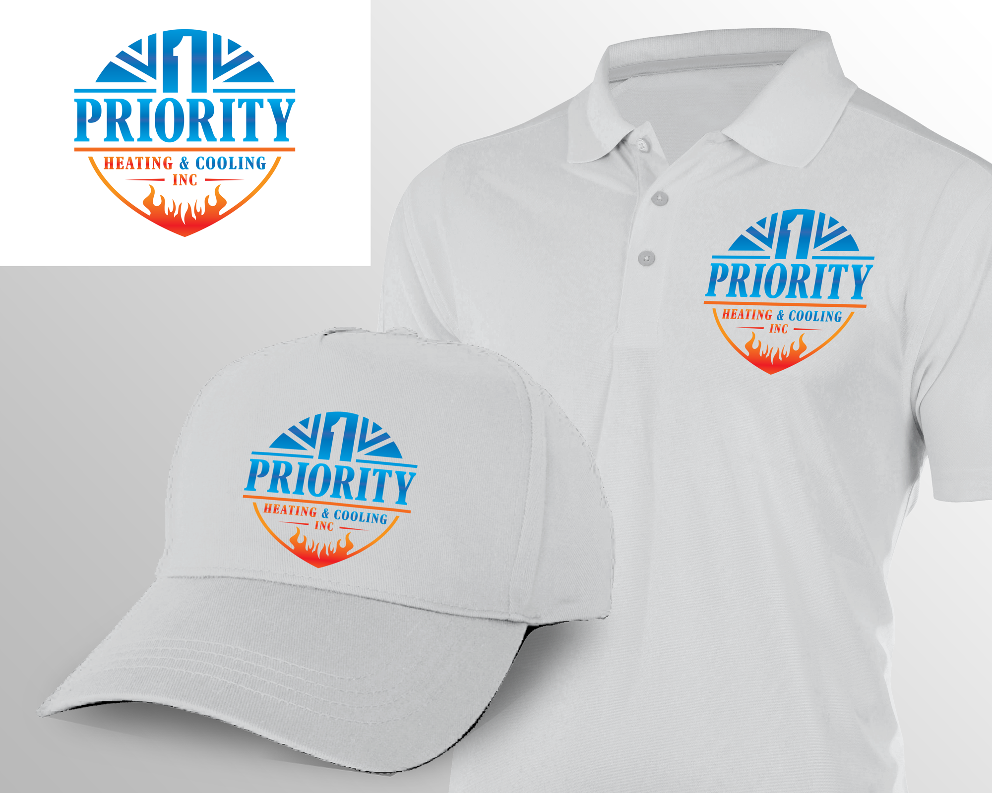 Logo Design by RA-bica for Priority 1 Heating & Cooling Inc. | Design #31653853