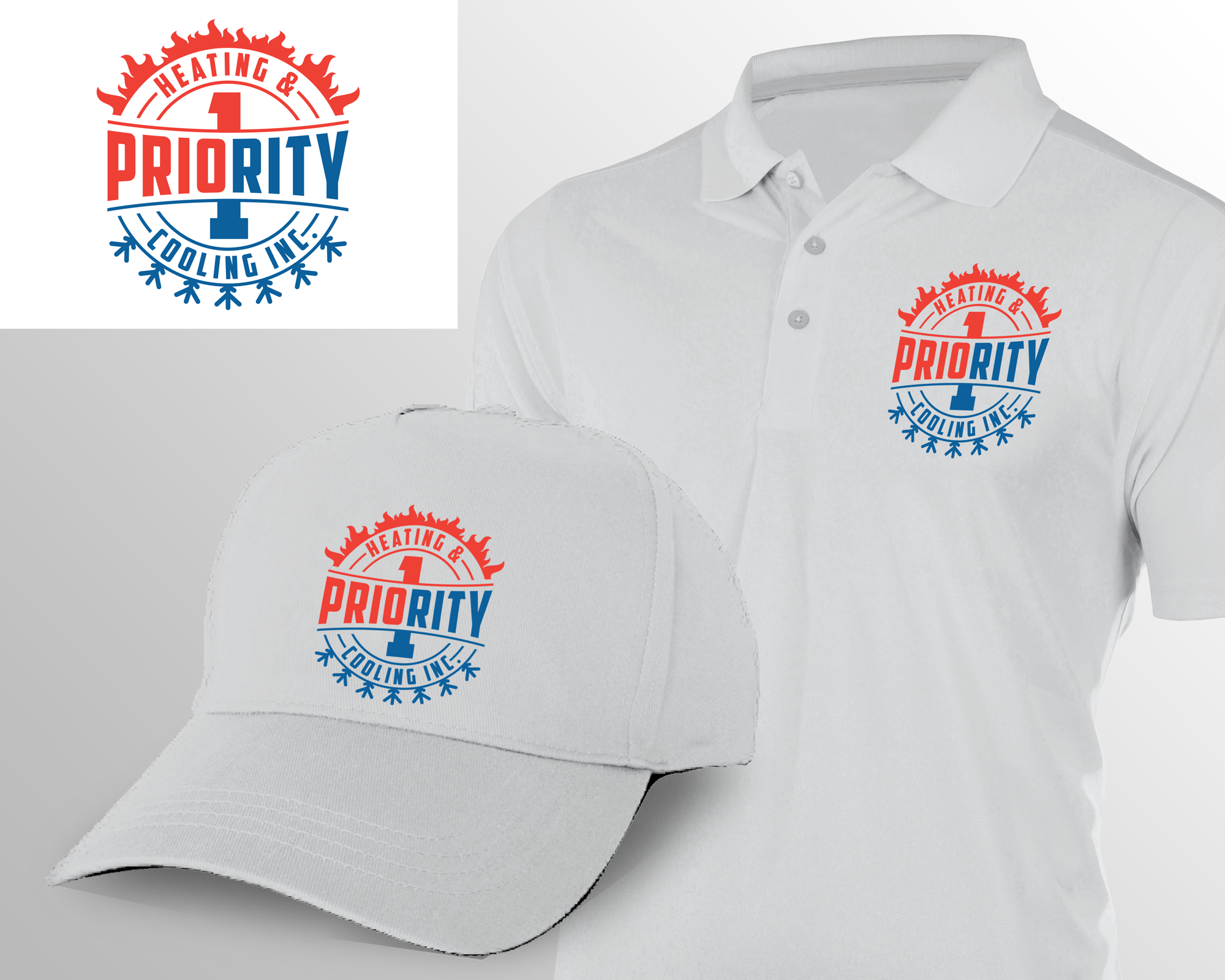 Logo Design by RA-bica for Priority 1 Heating & Cooling Inc. | Design #31653854