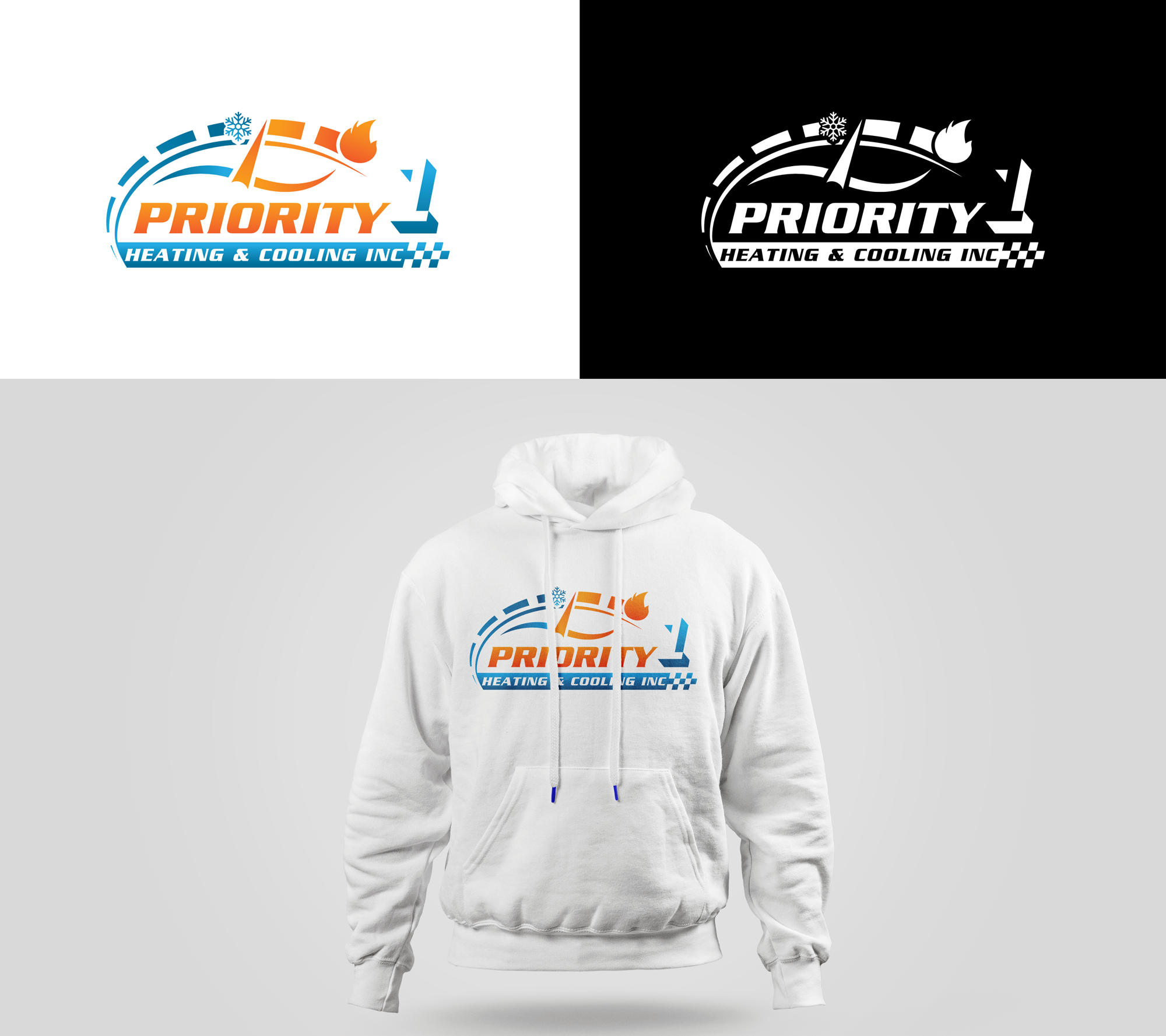 Logo Design by RA-bica for Priority 1 Heating & Cooling Inc. | Design #31653987