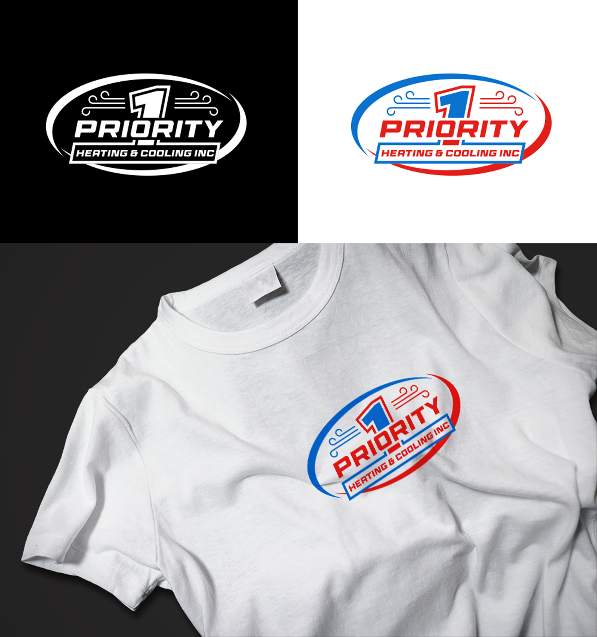 Logo Design by RA-bica for Priority 1 Heating & Cooling Inc. | Design #31653990