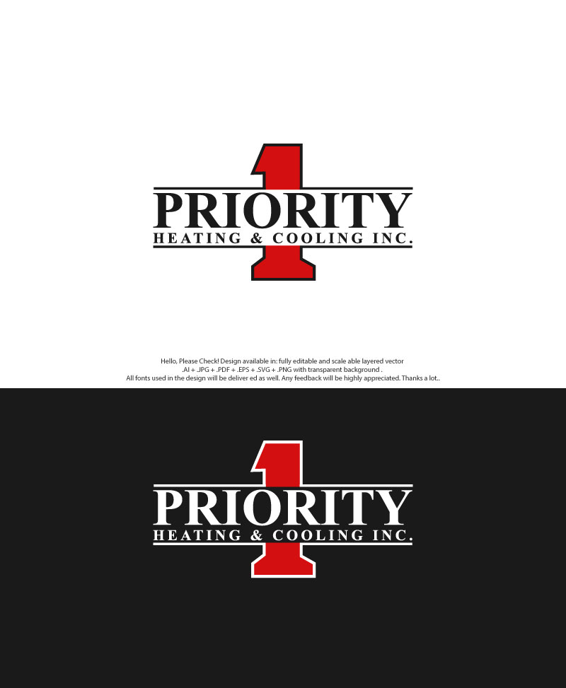 Logo Design by skart for Priority 1 Heating & Cooling Inc. | Design #31654228