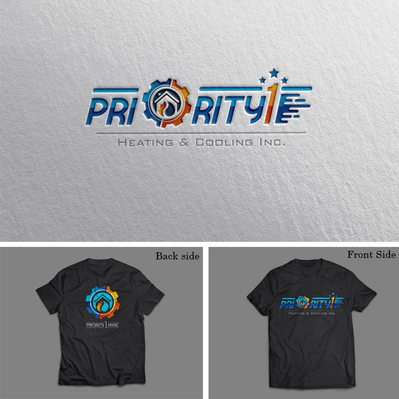 Logo Design by austin art for Priority 1 Heating & Cooling Inc. | Design #31656482