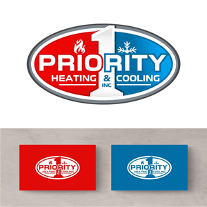 Logo Design by south door for Priority 1 Heating & Cooling Inc. | Design: #31652687