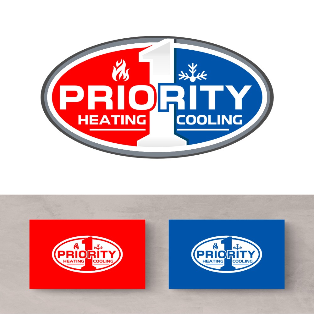 Logo Design by south door for Priority 1 Heating & Cooling Inc. | Design #31652688