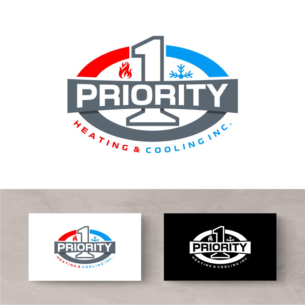 Logo Design by south door for Priority 1 Heating & Cooling Inc. | Design #31656133