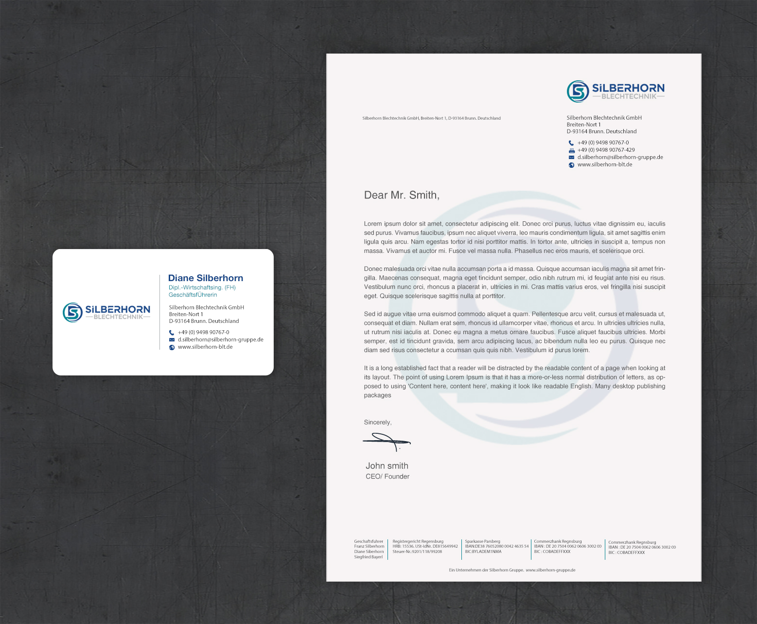 Letterhead Design by Brand aid for Silberhorn Blechtechnik GmbH | Design #31704157