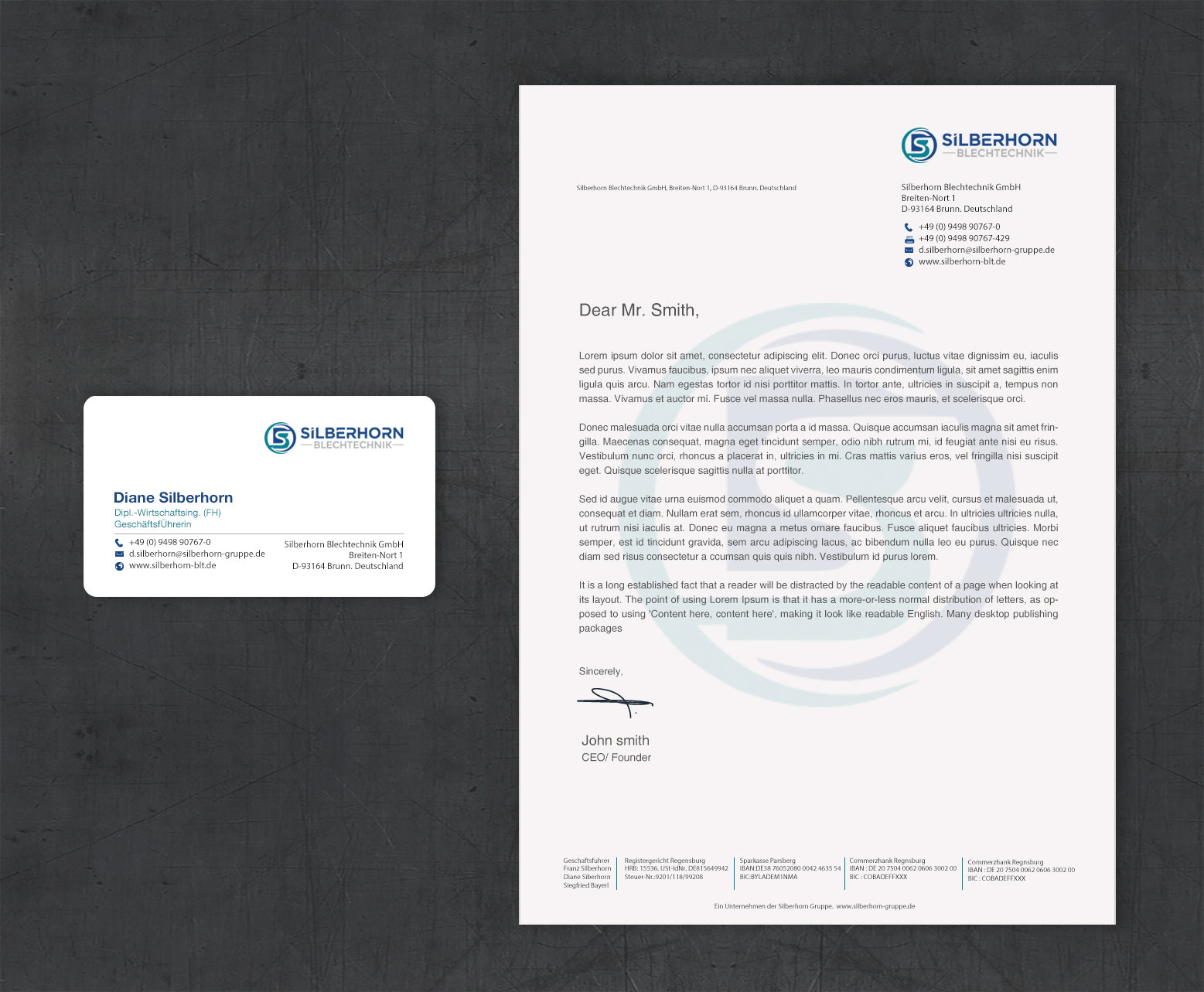 Letterhead Design by Brand aid for Silberhorn Blechtechnik GmbH | Design #31728104
