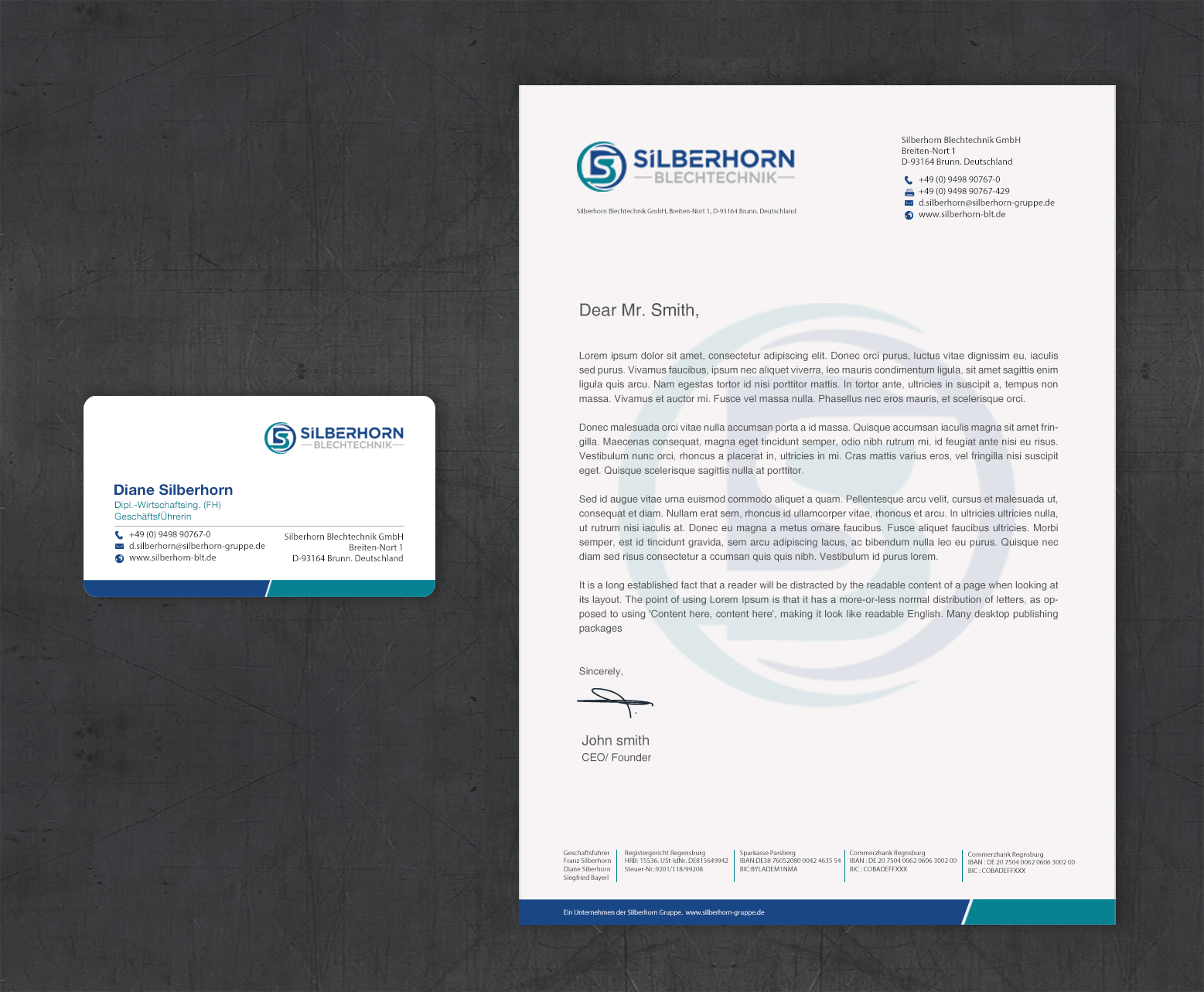 Letterhead Design by Brand aid for Silberhorn Blechtechnik GmbH | Design #31728107