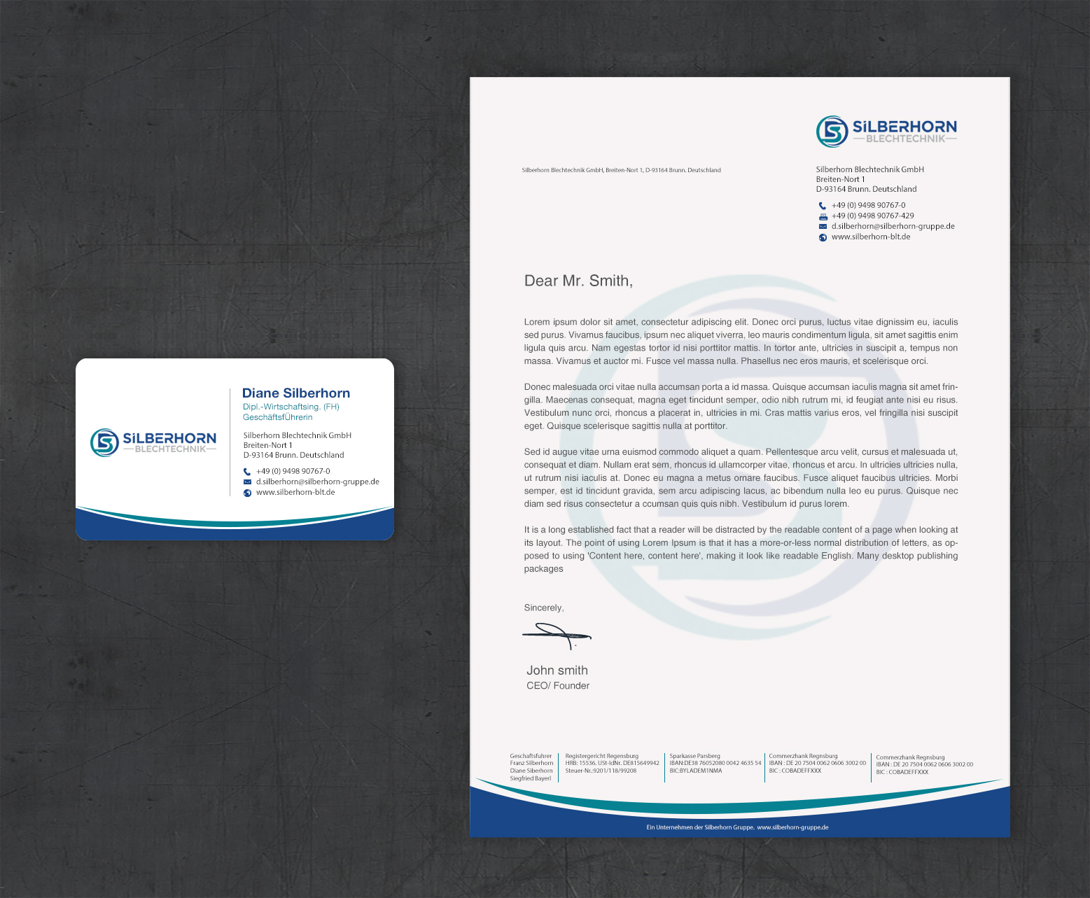 Letterhead Design by Brand aid for Silberhorn Blechtechnik GmbH | Design #31728108