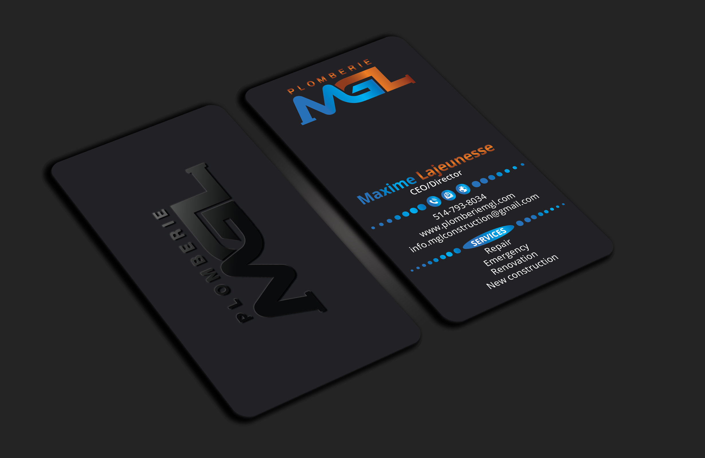 Diseño de Tarjeta de Presentación por DesignerShahadat para Plomberie mgl | Diseño #31777406