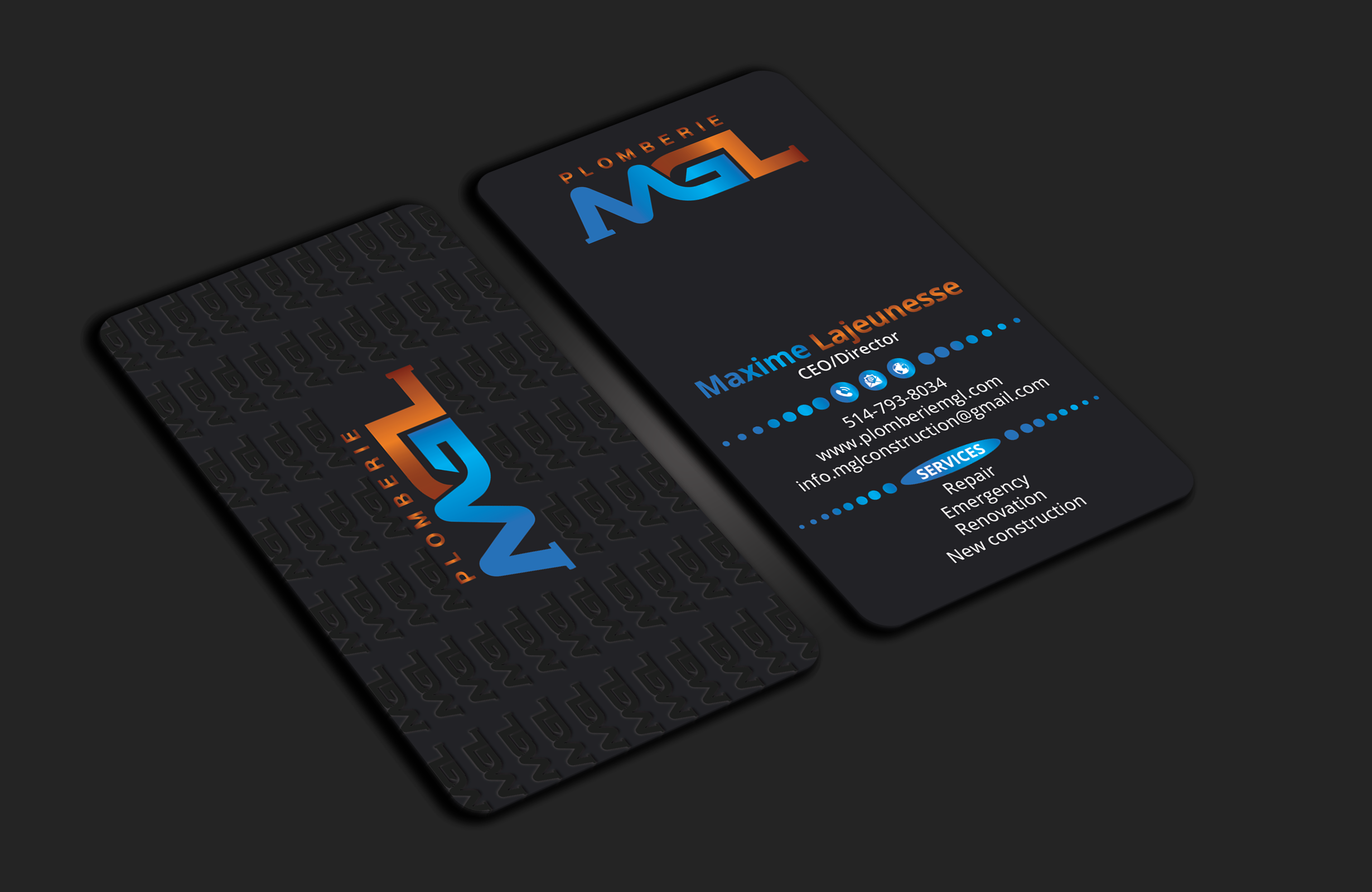 Diseño de Tarjeta de Presentación por DesignerShahadat para Plomberie mgl | Diseño #31777407