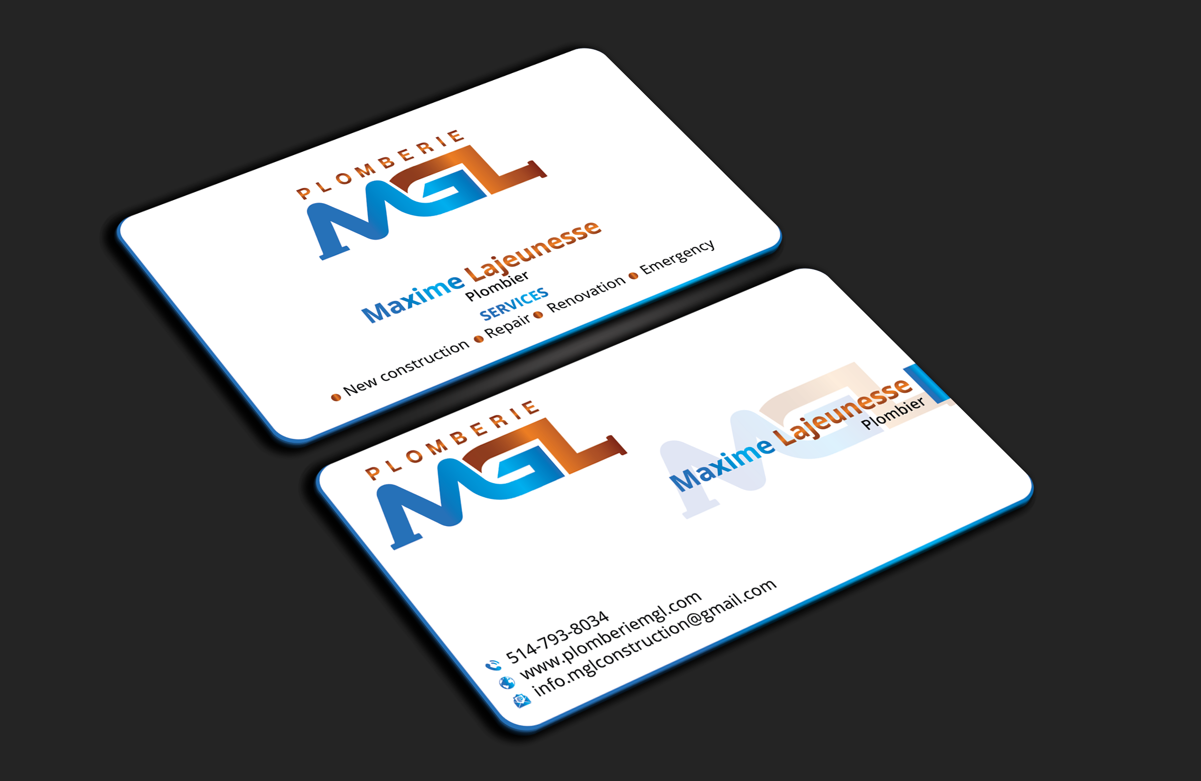 Diseño de Tarjeta de Presentación por DesignerShahadat para Plomberie mgl | Diseño #31779618