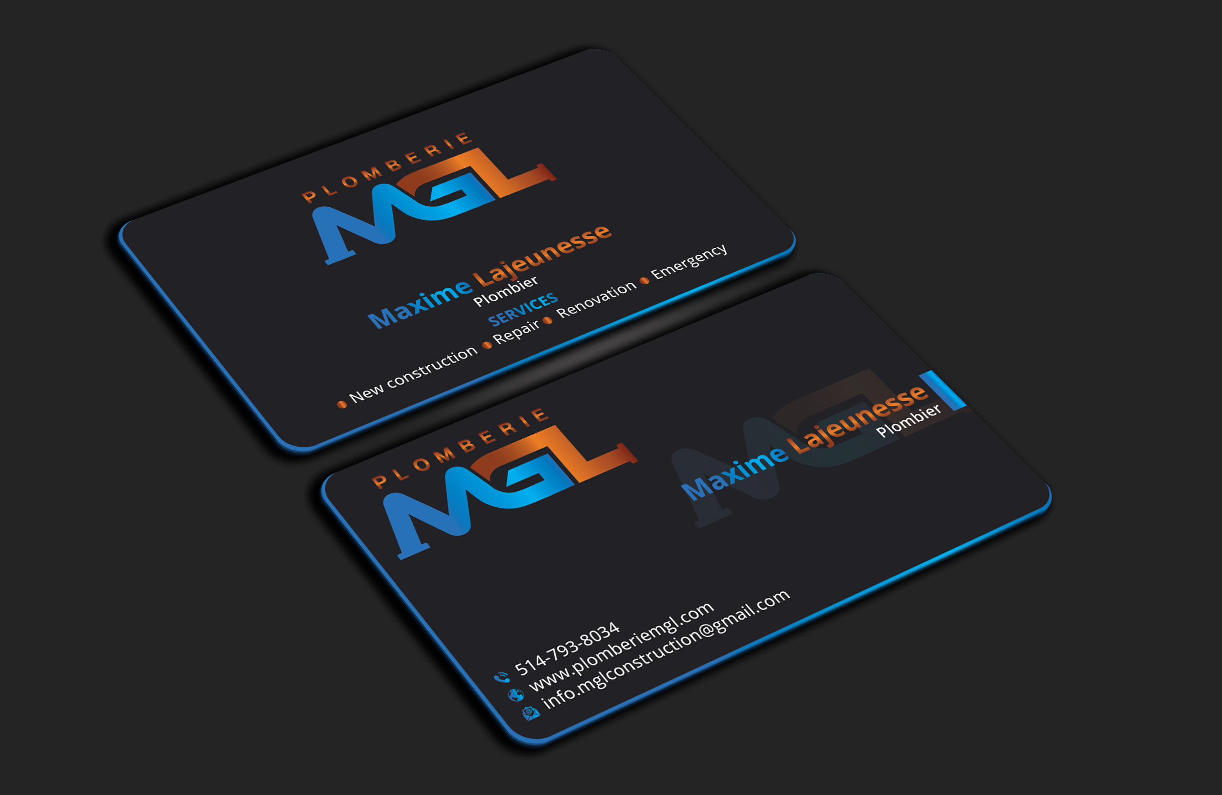 Diseño de Tarjeta de Presentación por DesignerShahadat para Plomberie mgl | Diseño #31779619